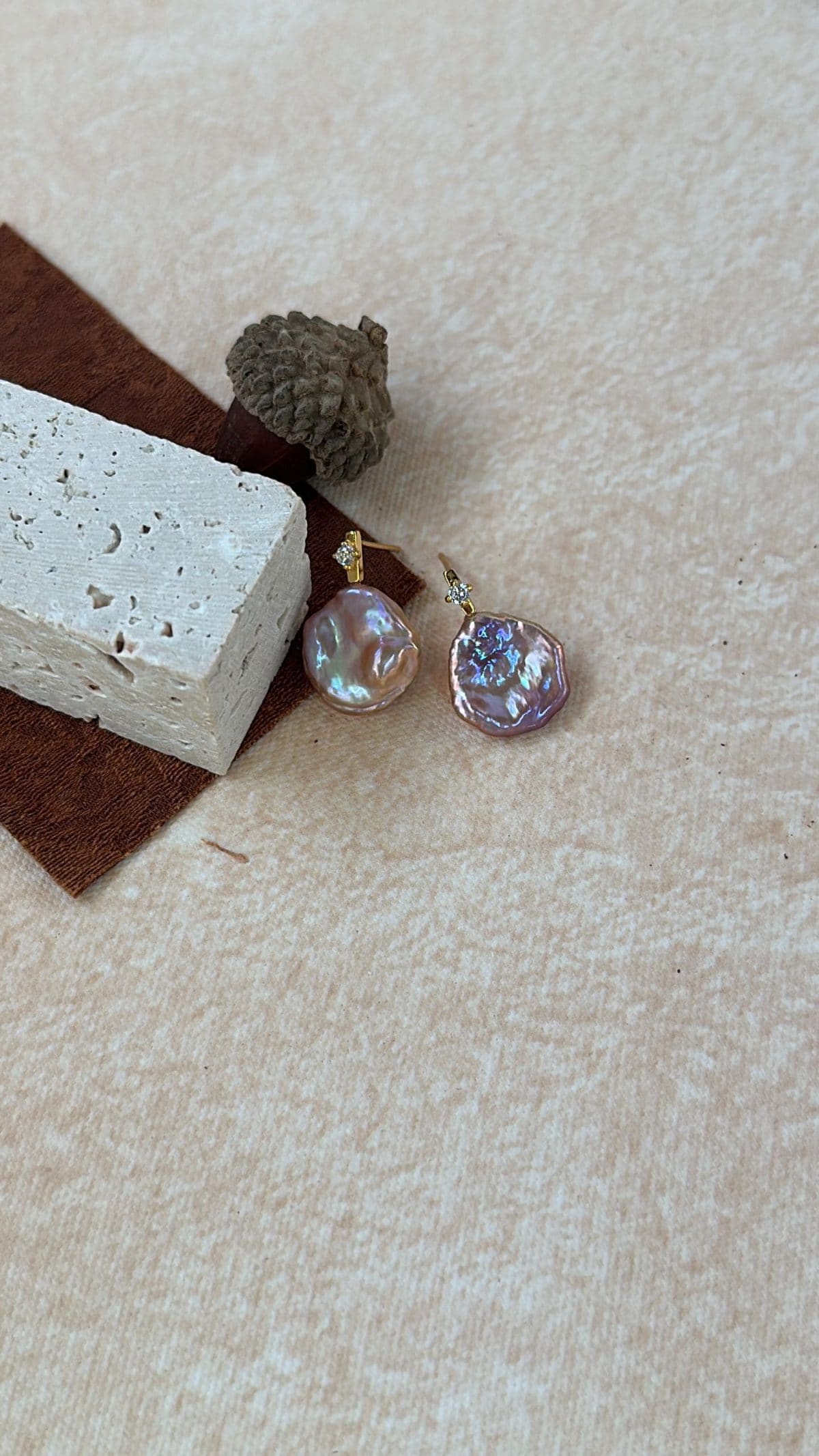 minimalist baroque pearl earrings — 18K Gold-Plated Silver Violet Skirt Baroque Pearl Earrings | PoetPearl handcrafted jewelry