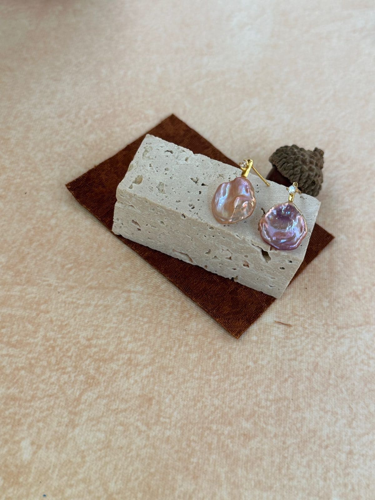 minimalist baroque pearl earrings — 18K Gold-Plated Silver Violet Skirt Baroque Pearl Earrings | PoetPearl handcrafted jewelry