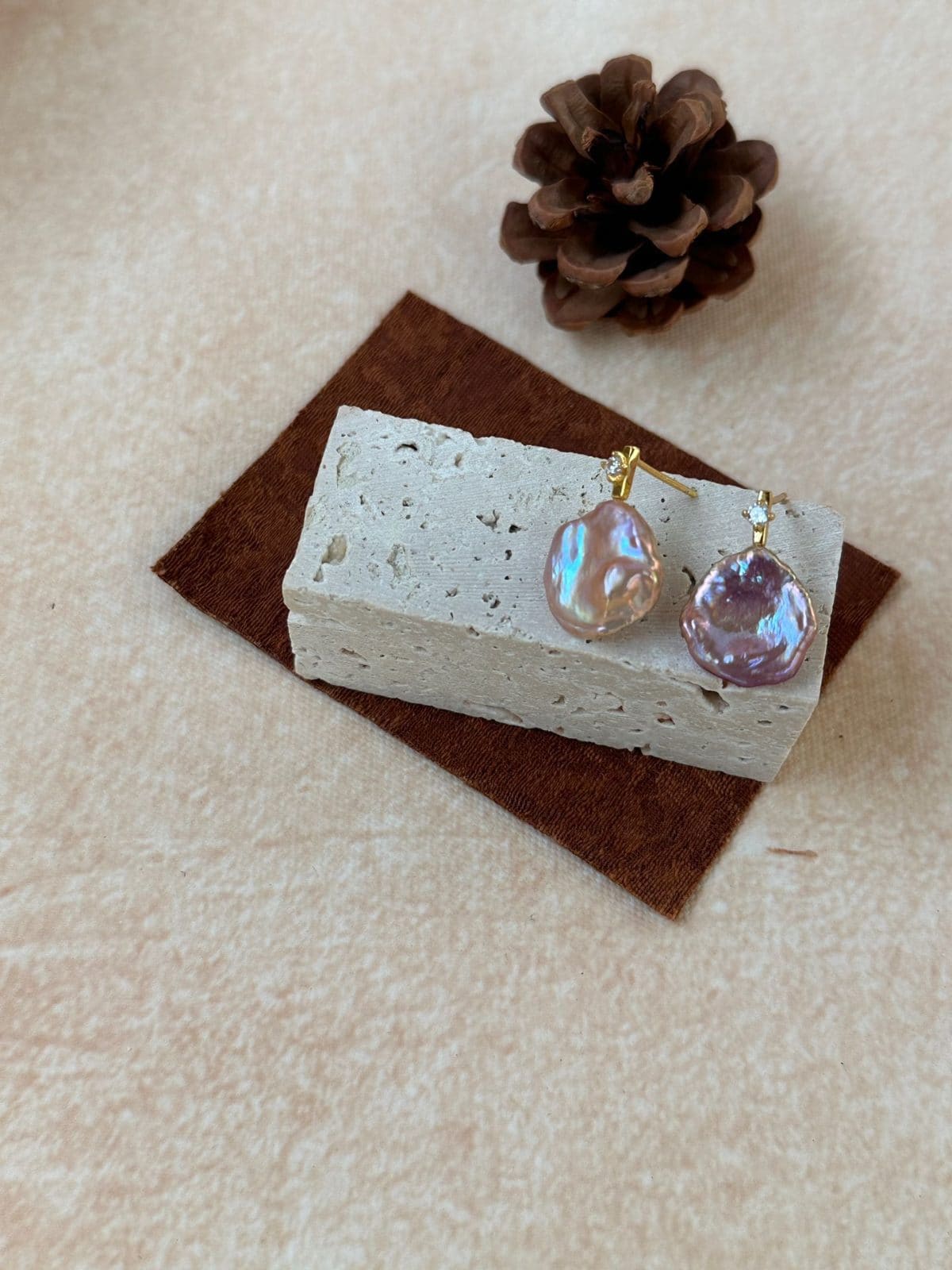 minimalist baroque pearl earrings — 18K Gold-Plated Silver Violet Skirt Baroque Pearl Earrings | PoetPearl handcrafted jewelry