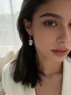 minimalist baroque pearl earrings — 18K Gold-Plated Silver Linear Zircon Long Baroque Pearl Earrings | PoetPearl handcrafted jewelry