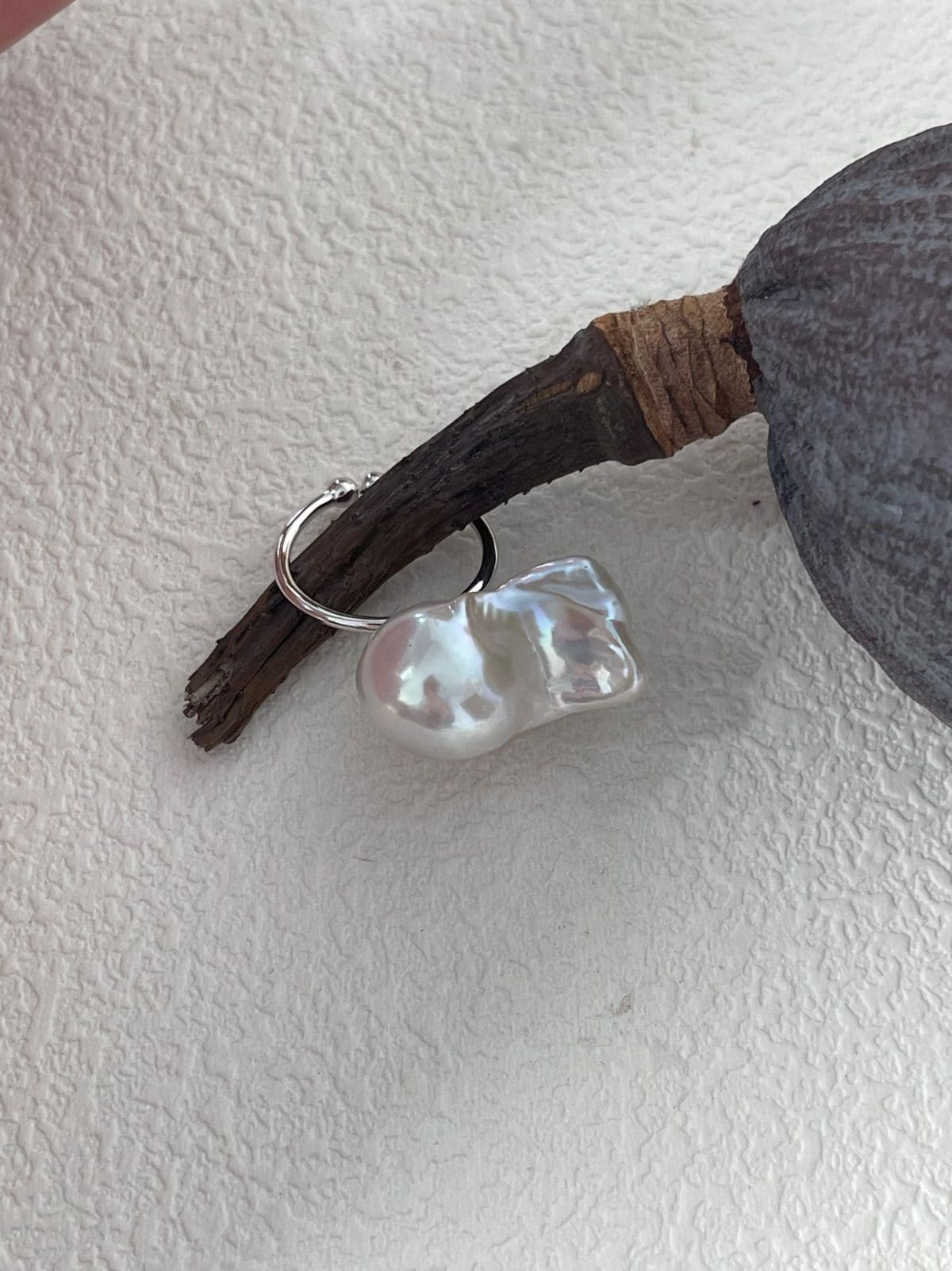 statement large baroque pearl rings — Sterling Silver Large Baroque Pearl Ring | PoetPearl handcrafted jewelry