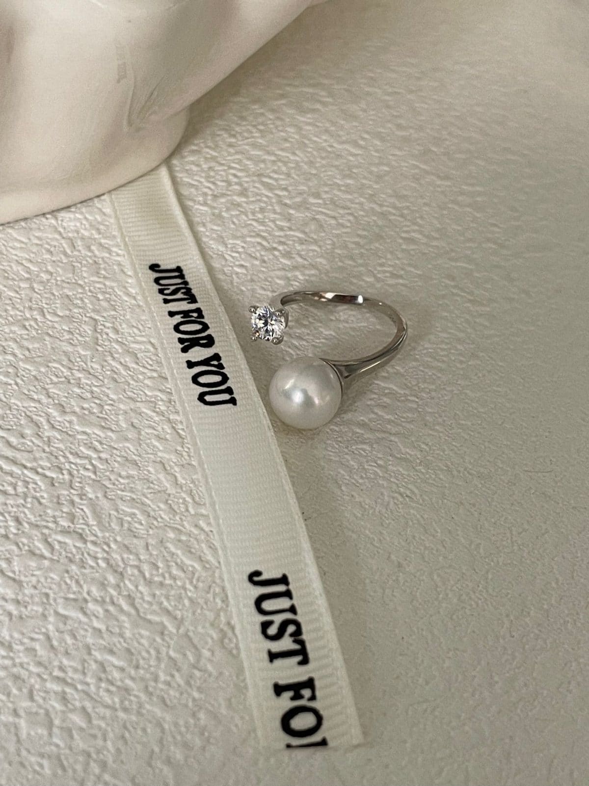delicate freshwater pearl rings — Sterling Silver 8-9mm Round Pearl & Zircon Open Ring | PoetPearl handcrafted jewelry