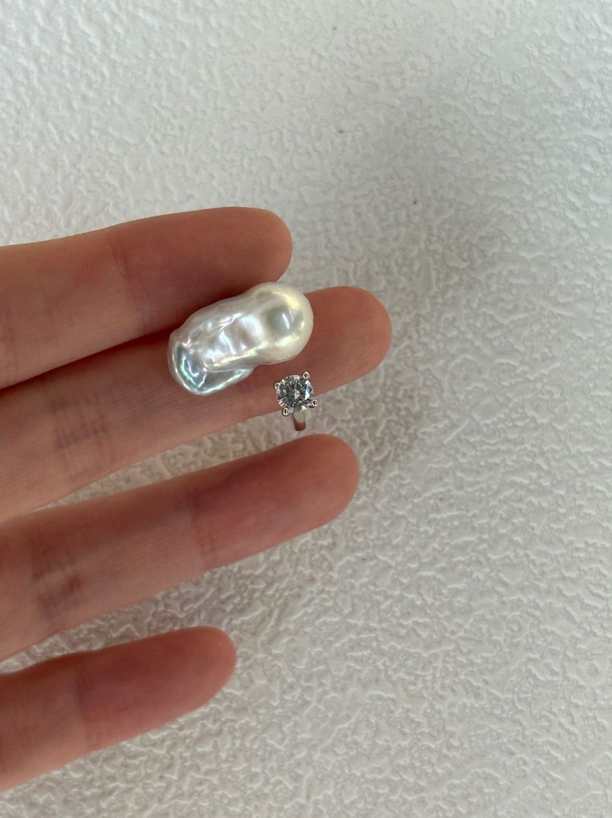 delicate freshwater pearl rings — Sterling Silver Silvery-Blue Small Baroque Pearl & Zircon Ring | PoetPearl handcrafted jewelry