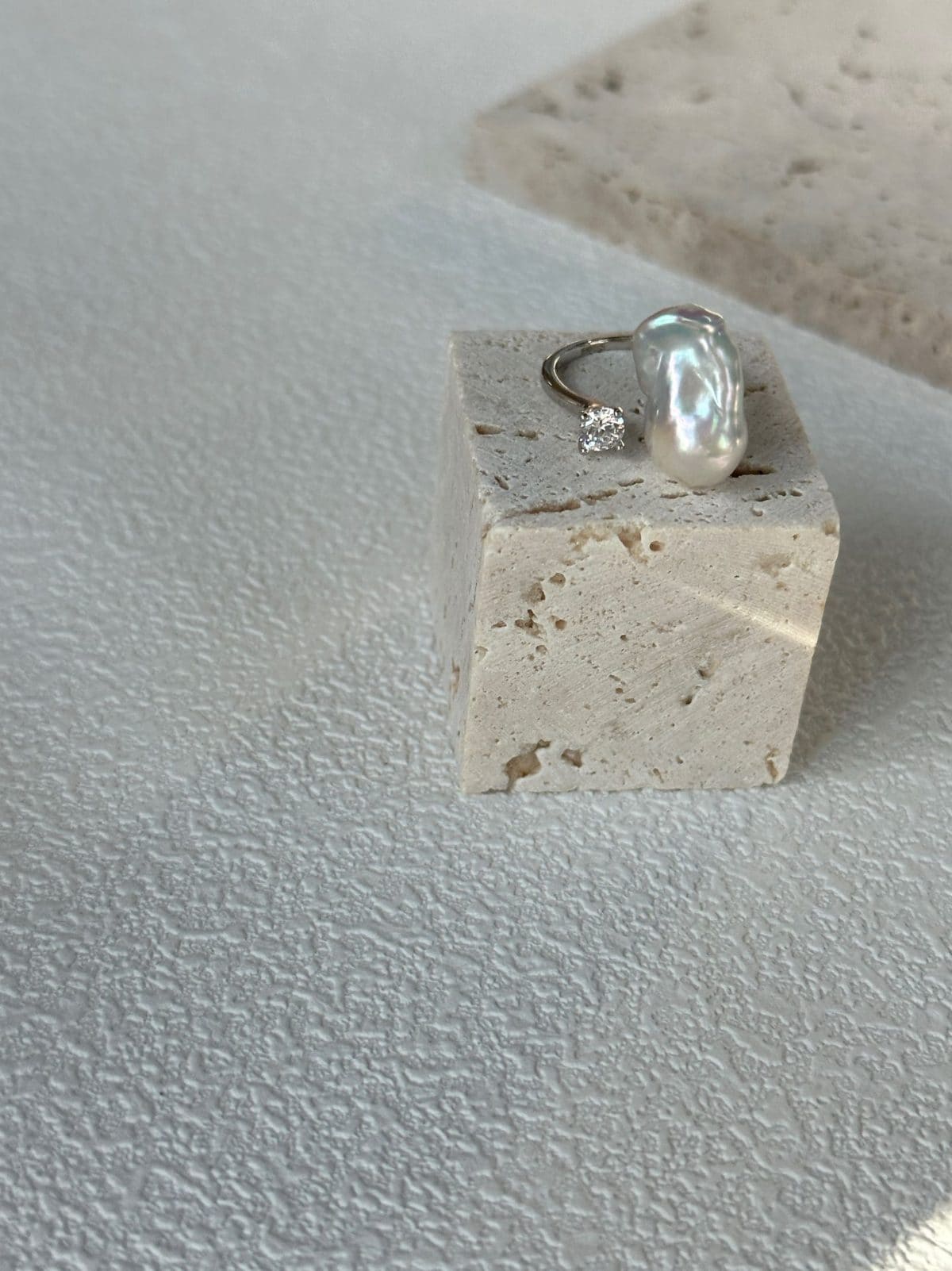 delicate freshwater pearl rings — Sterling Silver Silvery-Blue Small Baroque Pearl & Zircon Ring | PoetPearl handcrafted jewelry