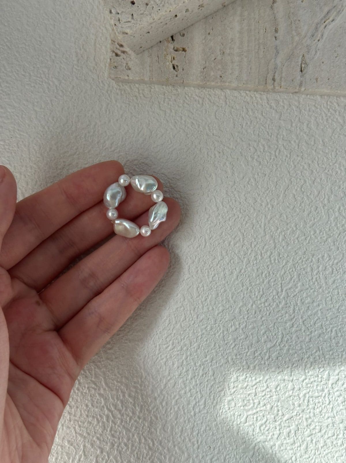 handcrafted baroque pearl gift rings — Sun & Moon Small Pearl Stretch Ring | PoetPearl handcrafted jewelry