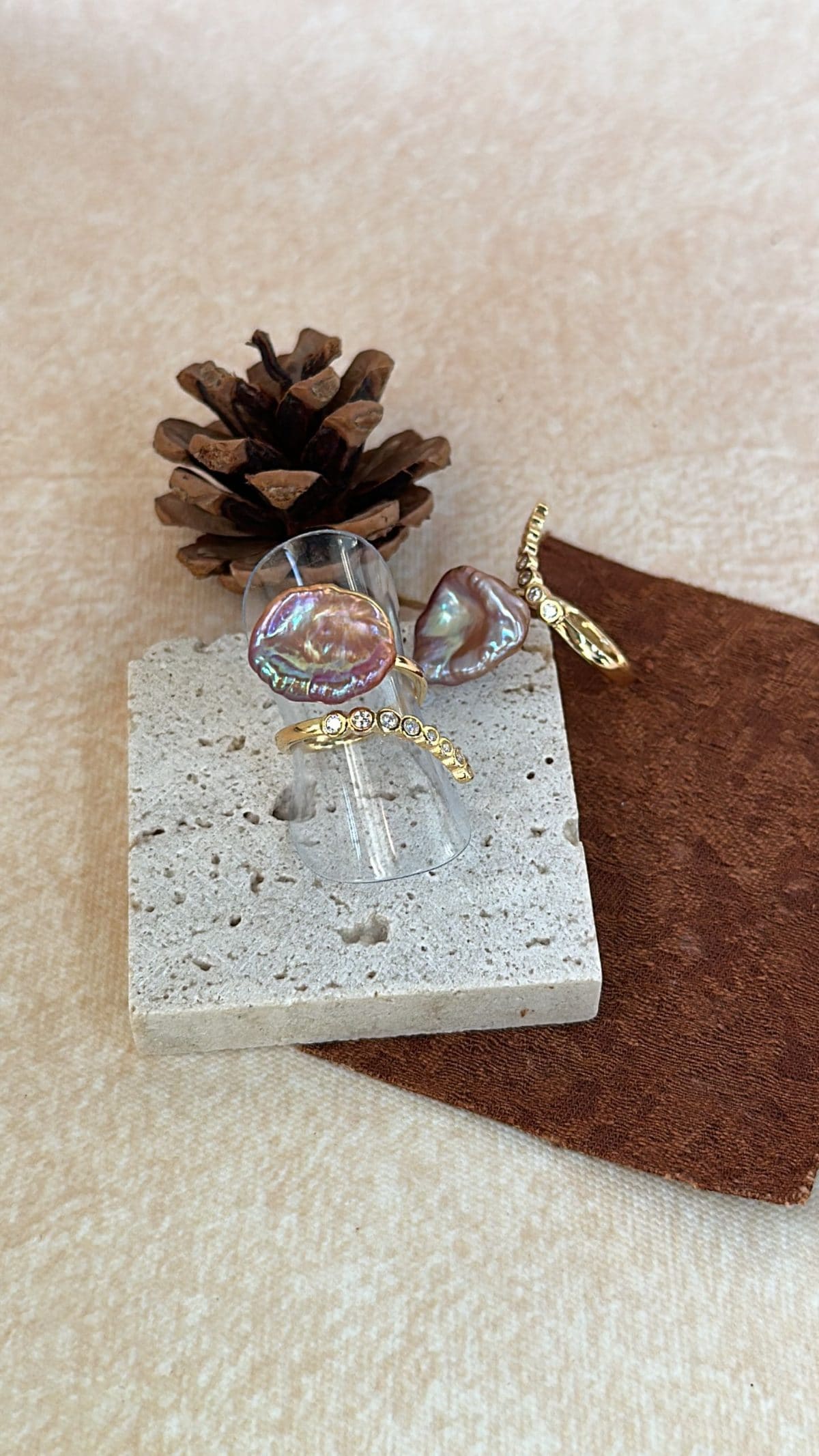 minimalist baroque pearl rings — Sterling Silver Linear Violet Skirt Baroque Pearl Ring | PoetPearl handcrafted jewelry