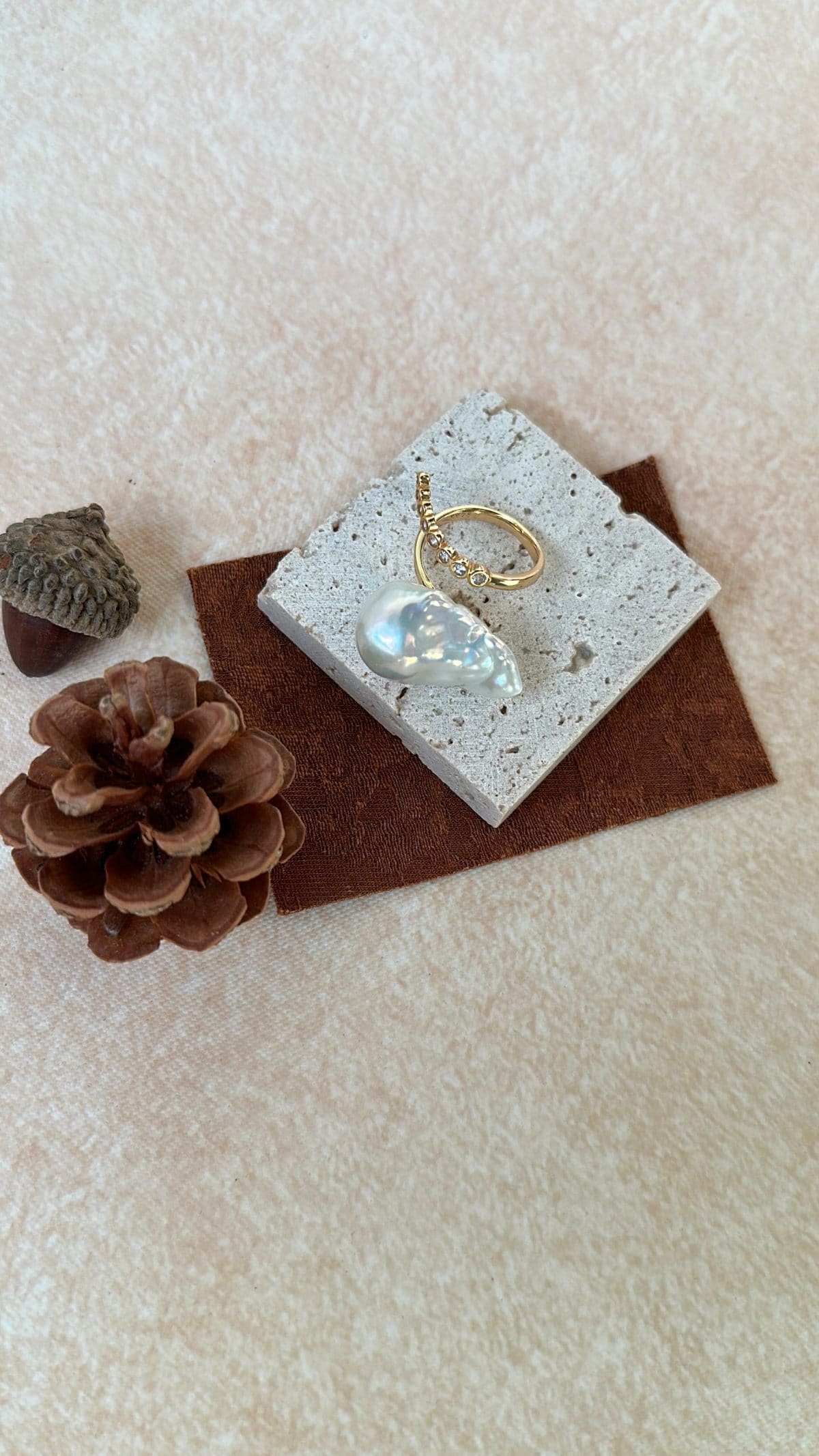 statement large baroque pearl rings — Sterling Silver Linear Zircon Large Baroque Pearl Ring | PoetPearl handcrafted jewelry