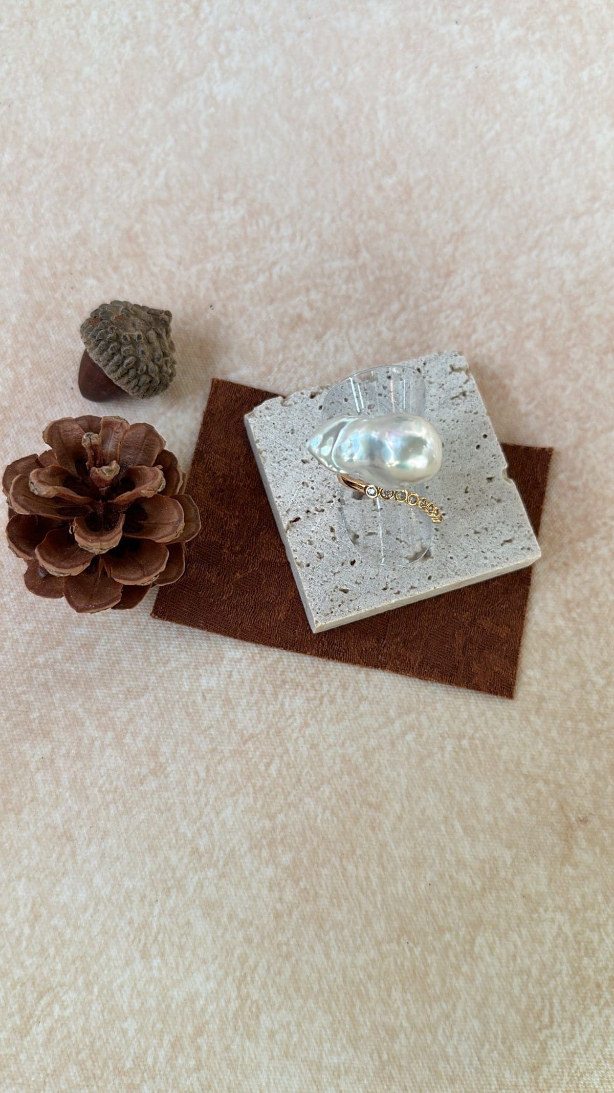 statement large baroque pearl rings — Sterling Silver Linear Zircon Large Baroque Pearl Ring | PoetPearl handcrafted jewelry