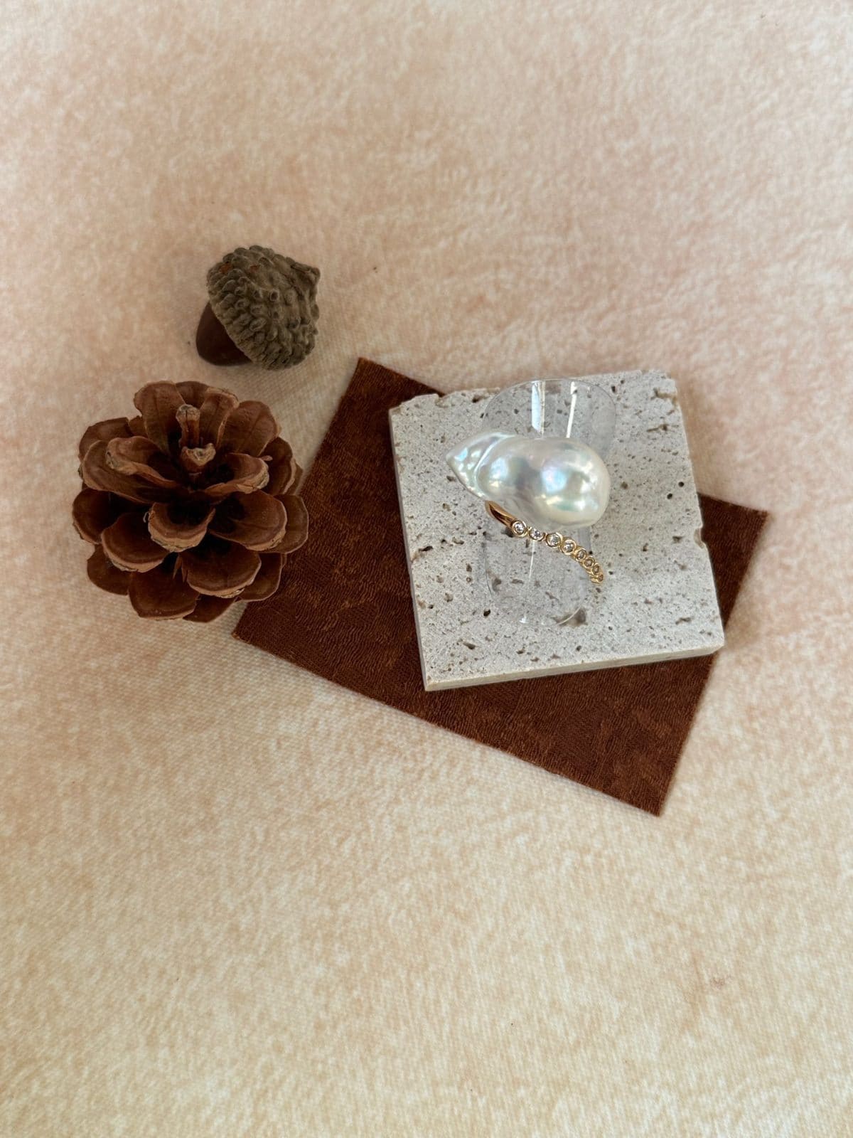 statement large baroque pearl rings — Sterling Silver Linear Zircon Large Baroque Pearl Ring | PoetPearl handcrafted jewelry