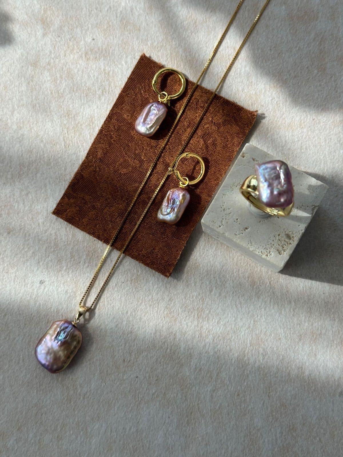 minimalist baroque pearl necklaces — Iridescent Square Baroque Pearl Necklace | PoetPearl handcrafted jewelry
