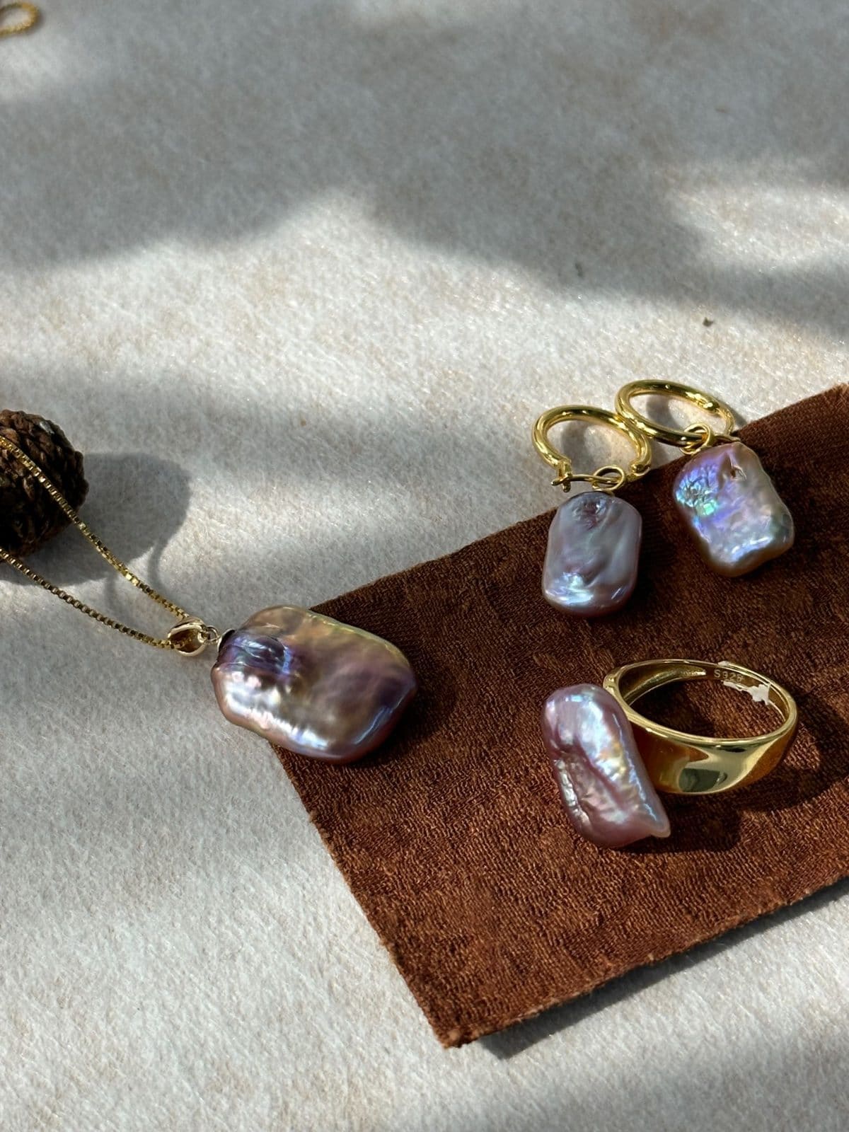 minimalist baroque pearl necklaces — Iridescent Square Baroque Pearl Necklace | PoetPearl handcrafted jewelry