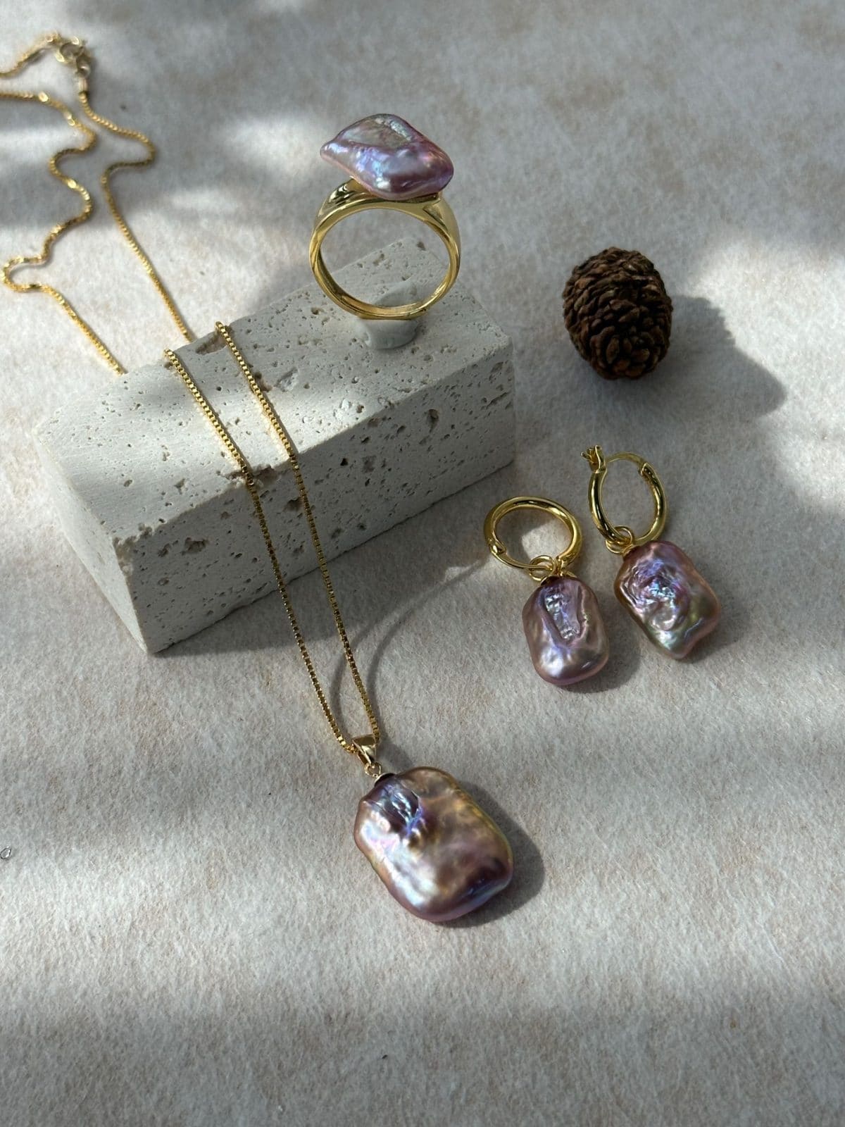 minimalist baroque pearl necklaces — Iridescent Square Baroque Pearl Necklace | PoetPearl handcrafted jewelry