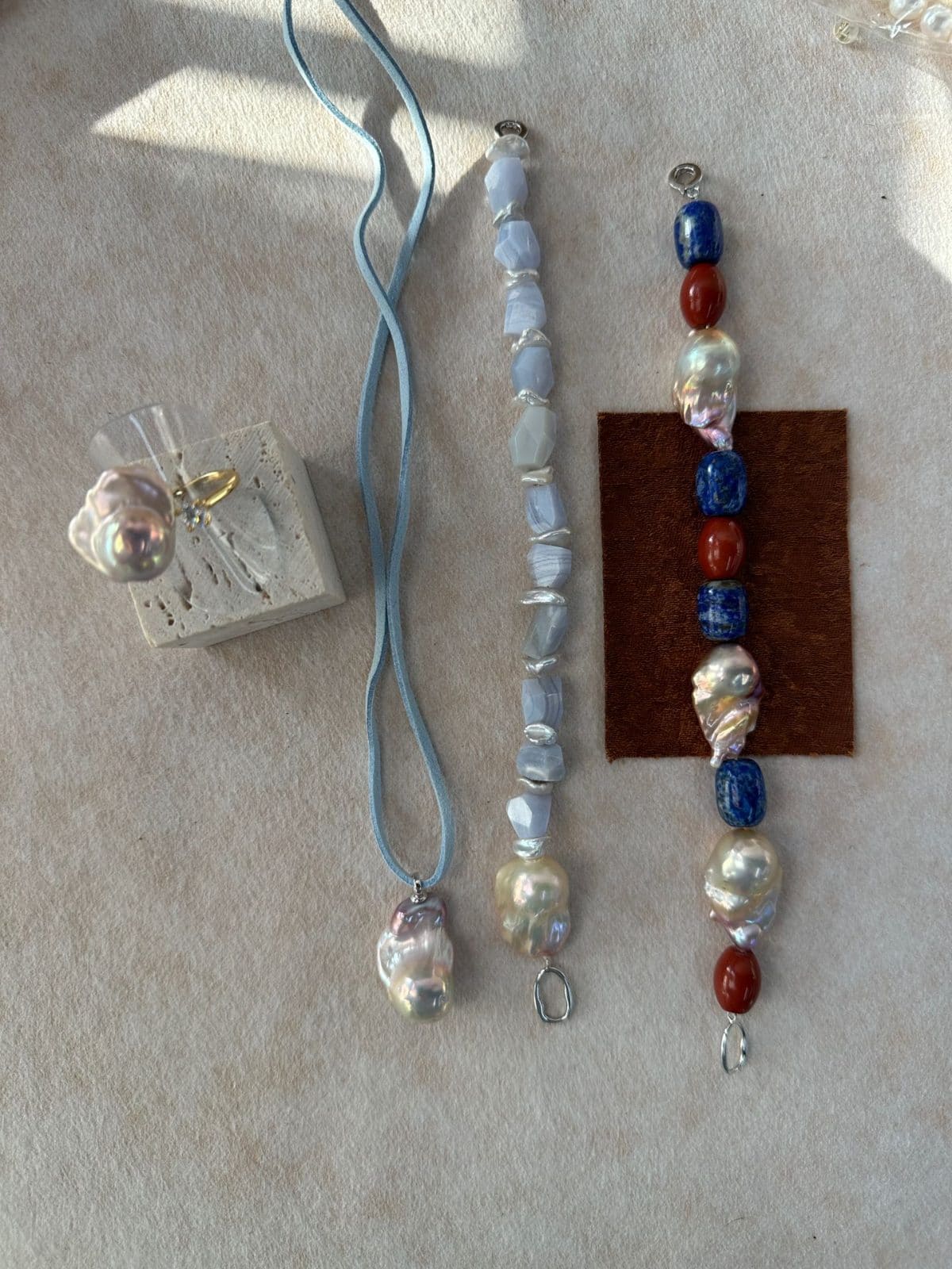 delicate freshwater pearl necklaces — Iridescent Baroque Pearl Velvet Cord Necklace | PoetPearl handcrafted jewelry