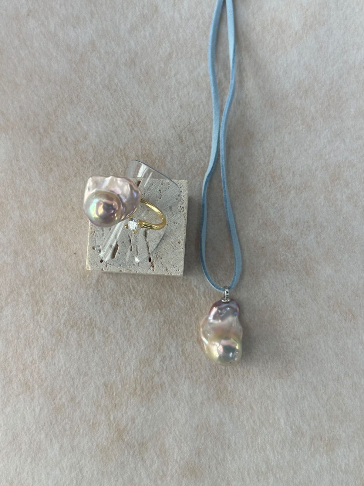 delicate freshwater pearl necklaces — Iridescent Baroque Pearl Velvet Cord Necklace | PoetPearl handcrafted jewelry