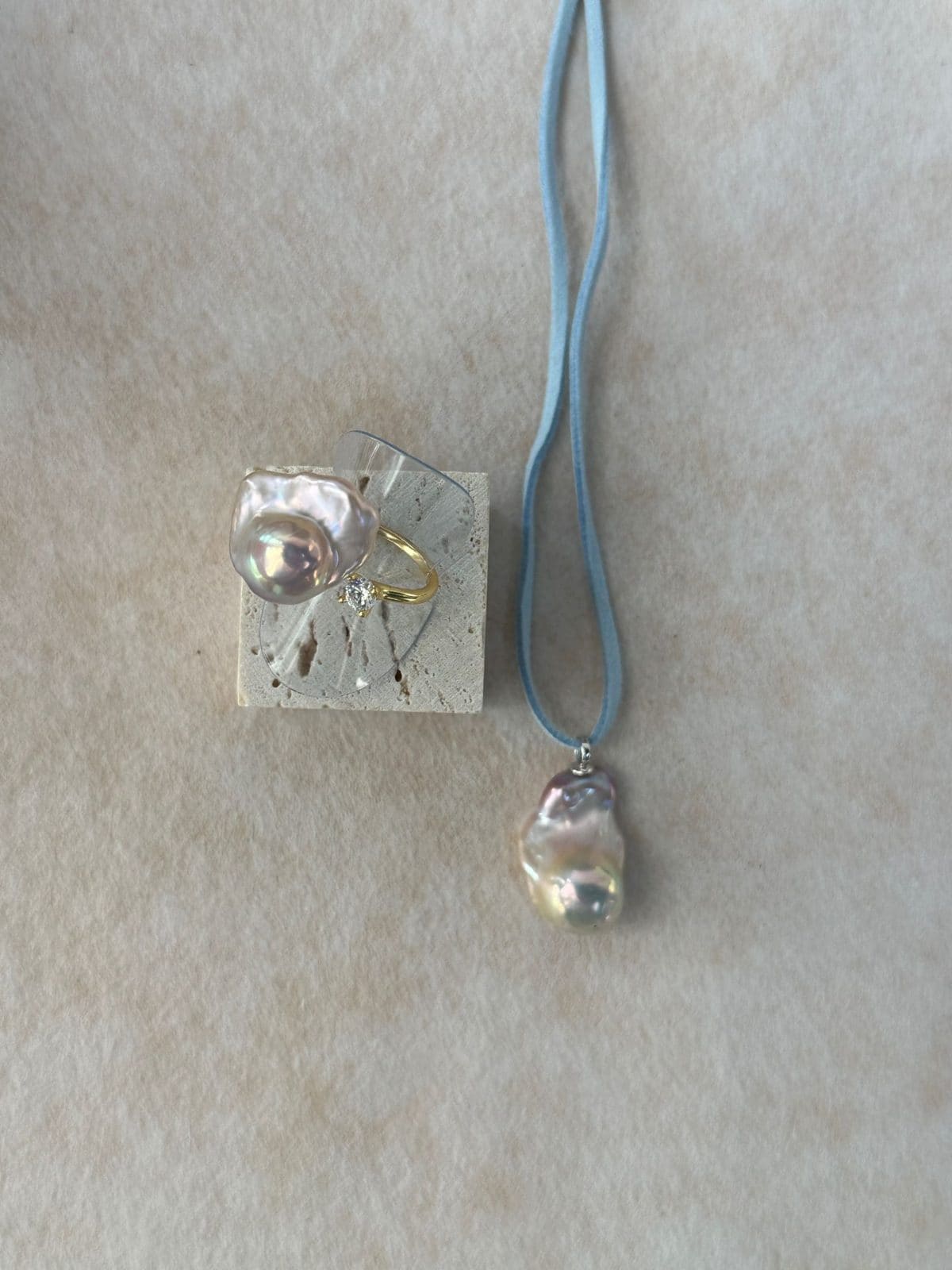 delicate freshwater pearl necklaces — Iridescent Baroque Pearl Velvet Cord Necklace | PoetPearl handcrafted jewelry