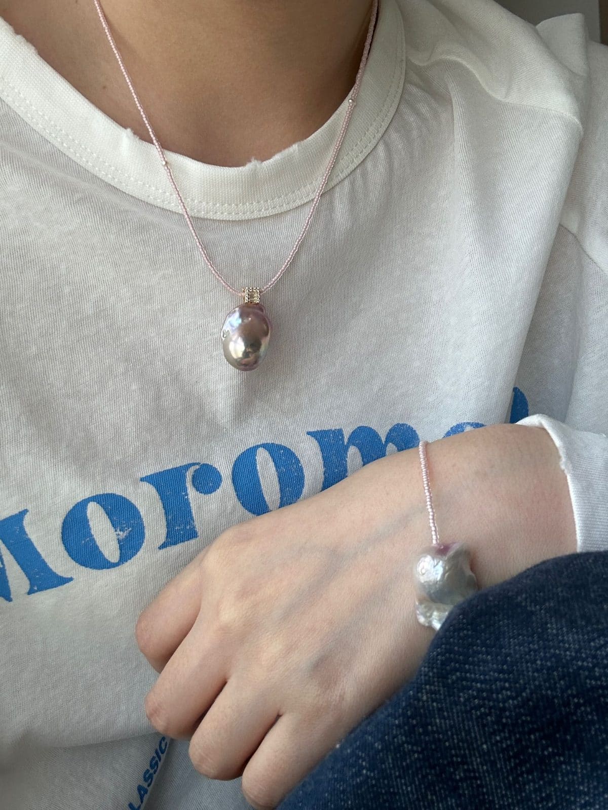 minimalist baroque pearl necklaces — Divine Pink Baroque Pearl Choker | PoetPearl handcrafted jewelry