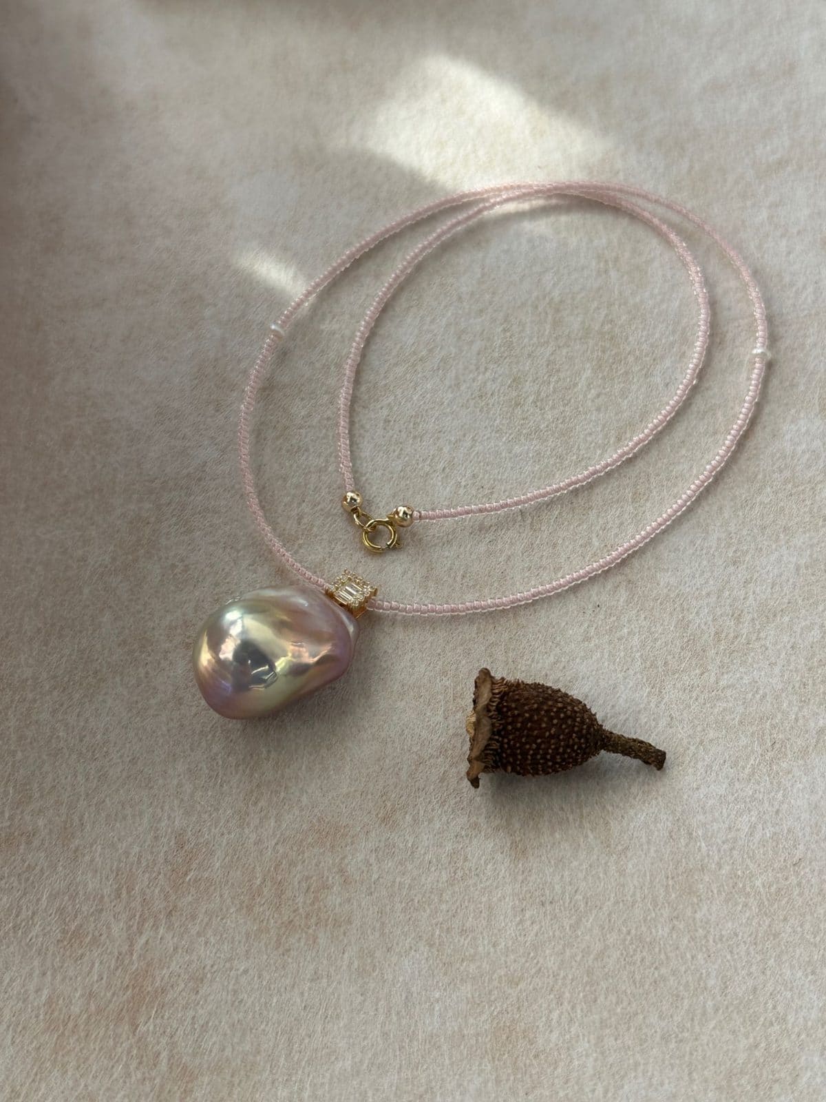 minimalist baroque pearl necklaces — Divine Pink Baroque Pearl Choker | PoetPearl handcrafted jewelry