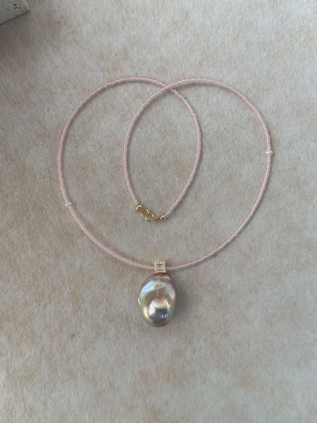 minimalist baroque pearl necklaces — Divine Pink Baroque Pearl Choker | PoetPearl handcrafted jewelry