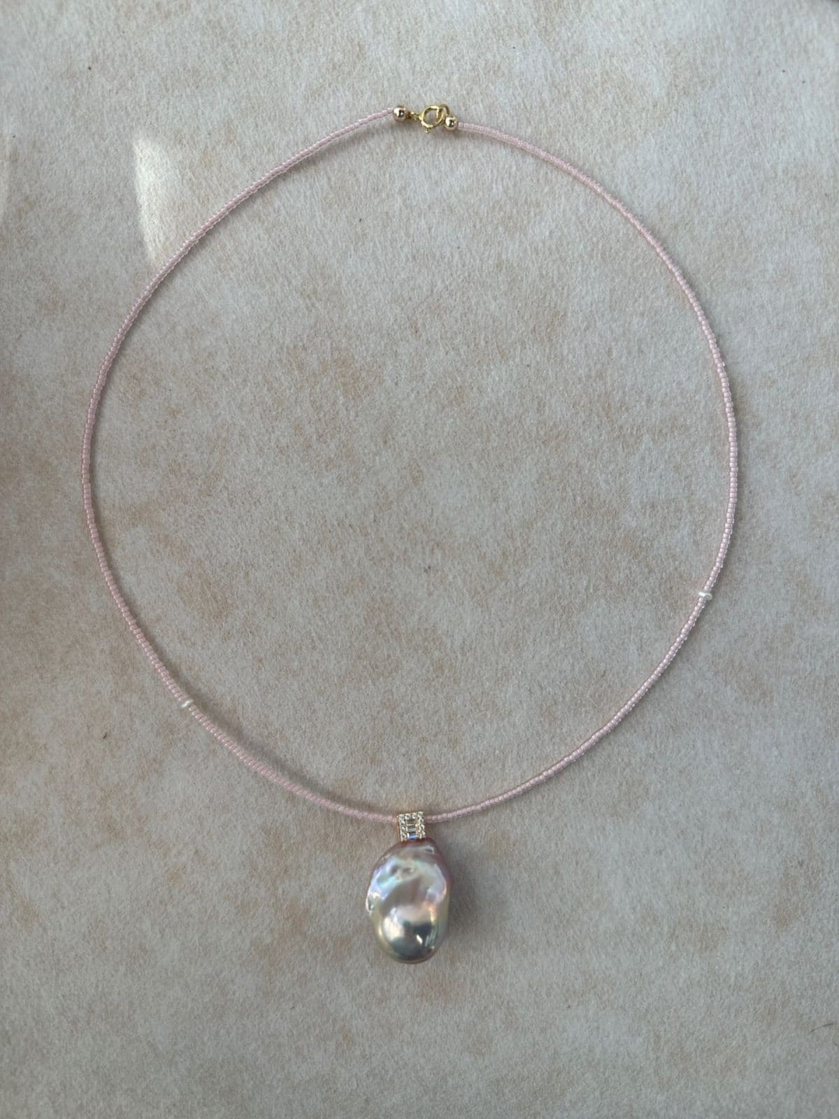 minimalist baroque pearl necklaces — Divine Pink Baroque Pearl Choker | PoetPearl handcrafted jewelry