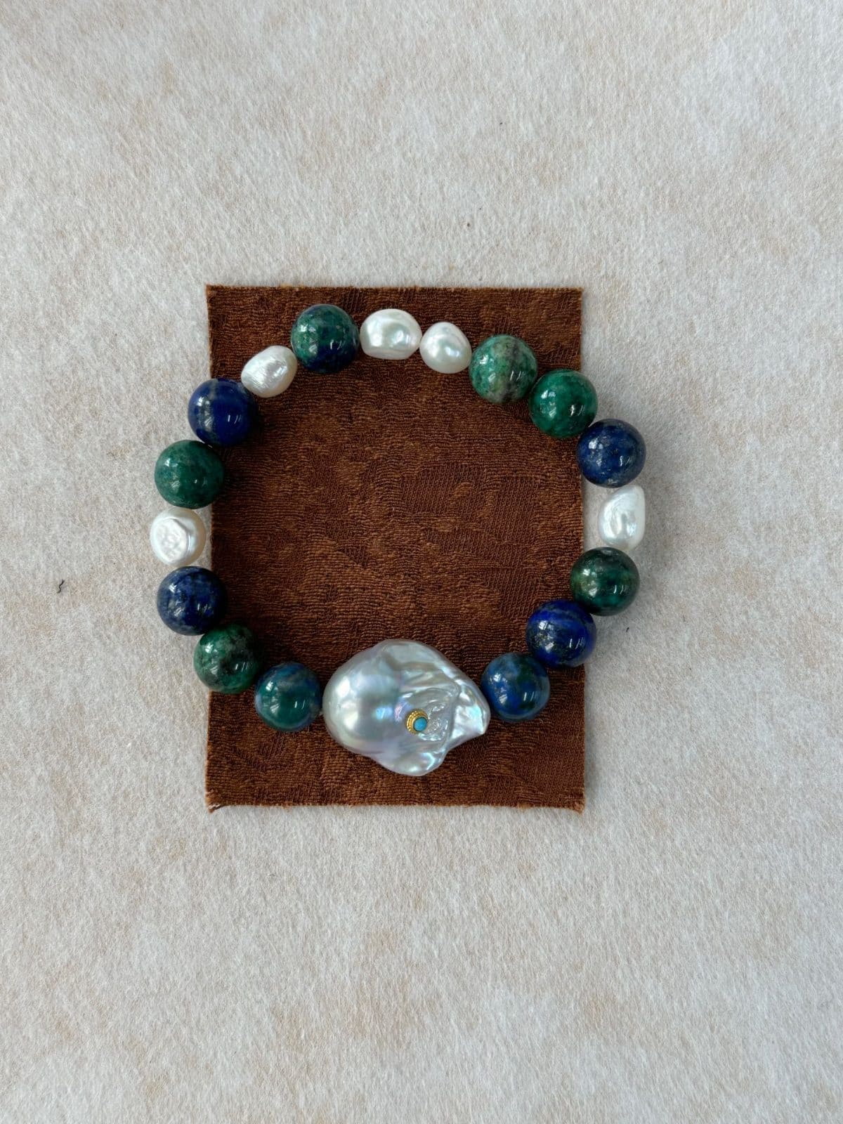 natural gemstone and baroque pearl bracelets — Natural Turquoise & Baroque Pearl Beaded Bracelet | PoetPearl handcrafted jewelry