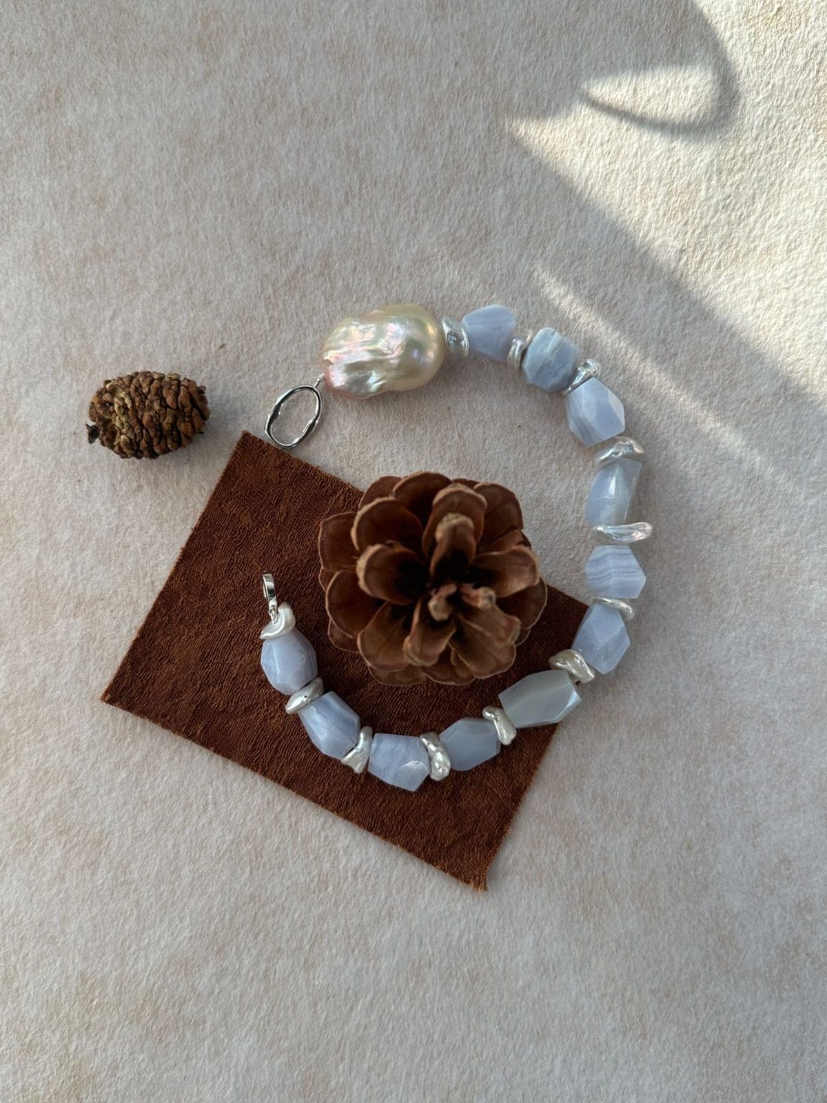 natural gemstone and baroque pearl bracelets — Iridescent Purple-Blue Baroque Pearl Bracelet | PoetPearl handcrafted jewelry