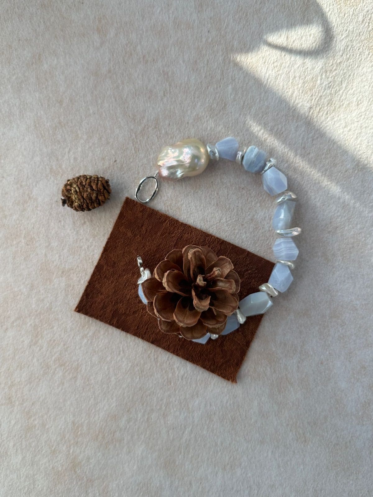 natural gemstone and baroque pearl bracelets — Iridescent Purple-Blue Baroque Pearl Bracelet | PoetPearl handcrafted jewelry