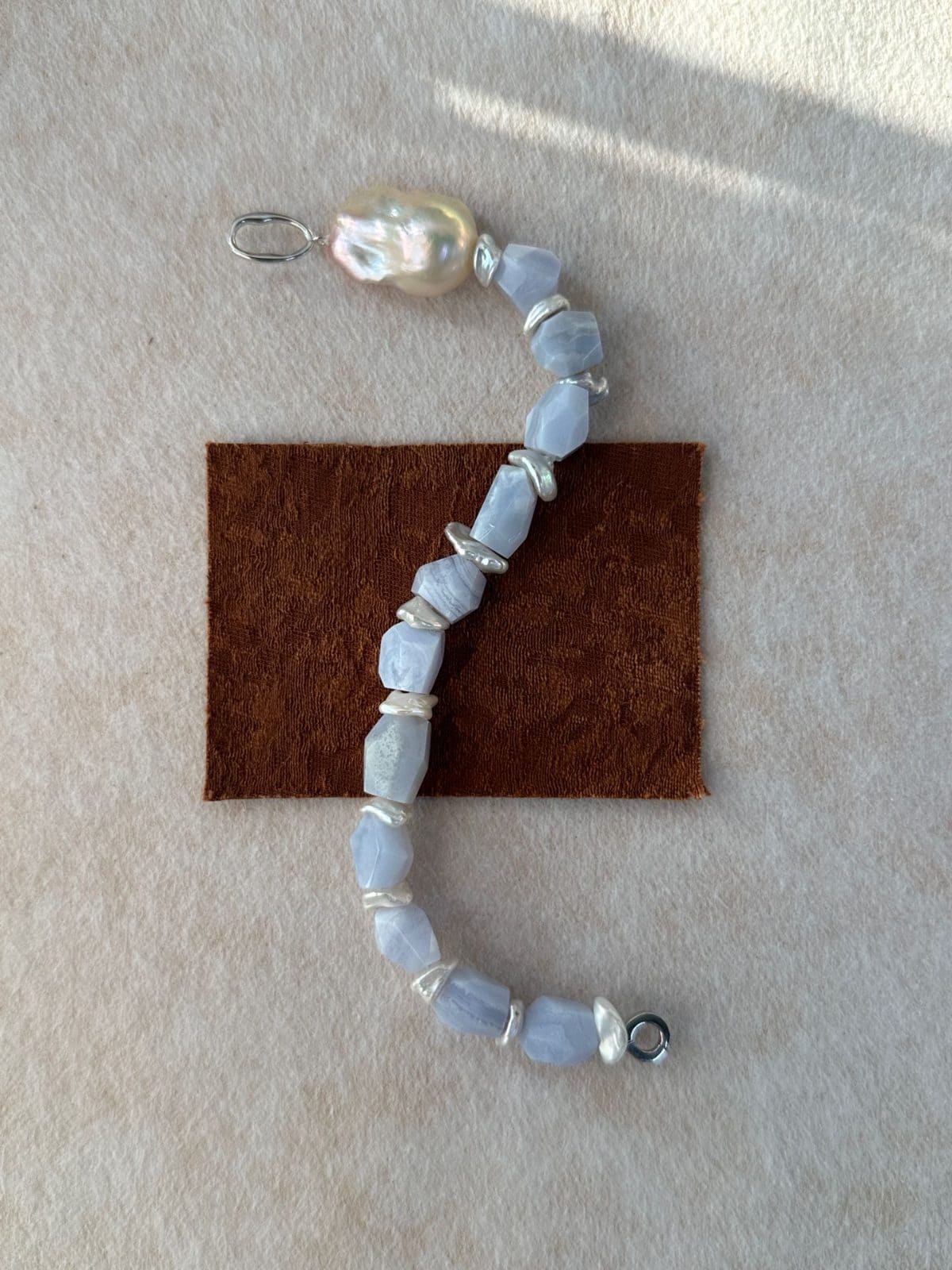 natural gemstone and baroque pearl bracelets — Iridescent Purple-Blue Baroque Pearl Bracelet | PoetPearl handcrafted jewelry