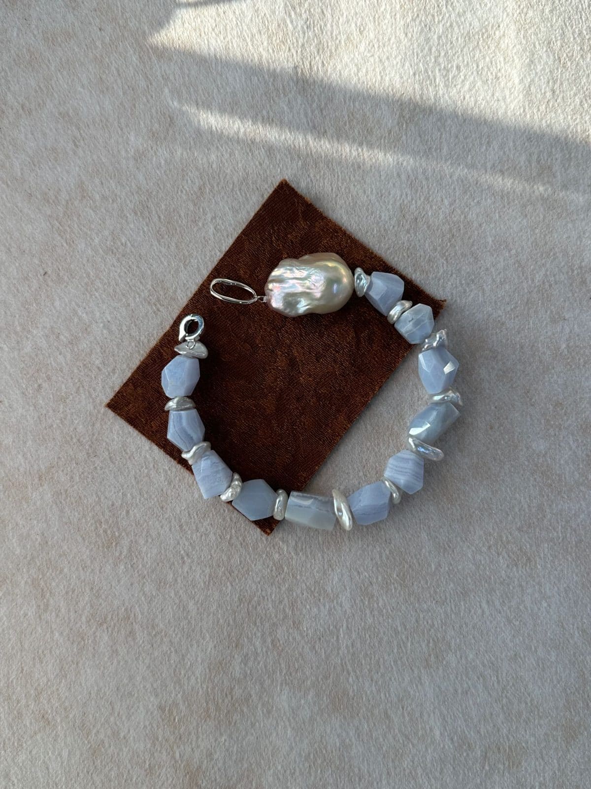 natural gemstone and baroque pearl bracelets — Iridescent Purple-Blue Baroque Pearl Bracelet | PoetPearl handcrafted jewelry
