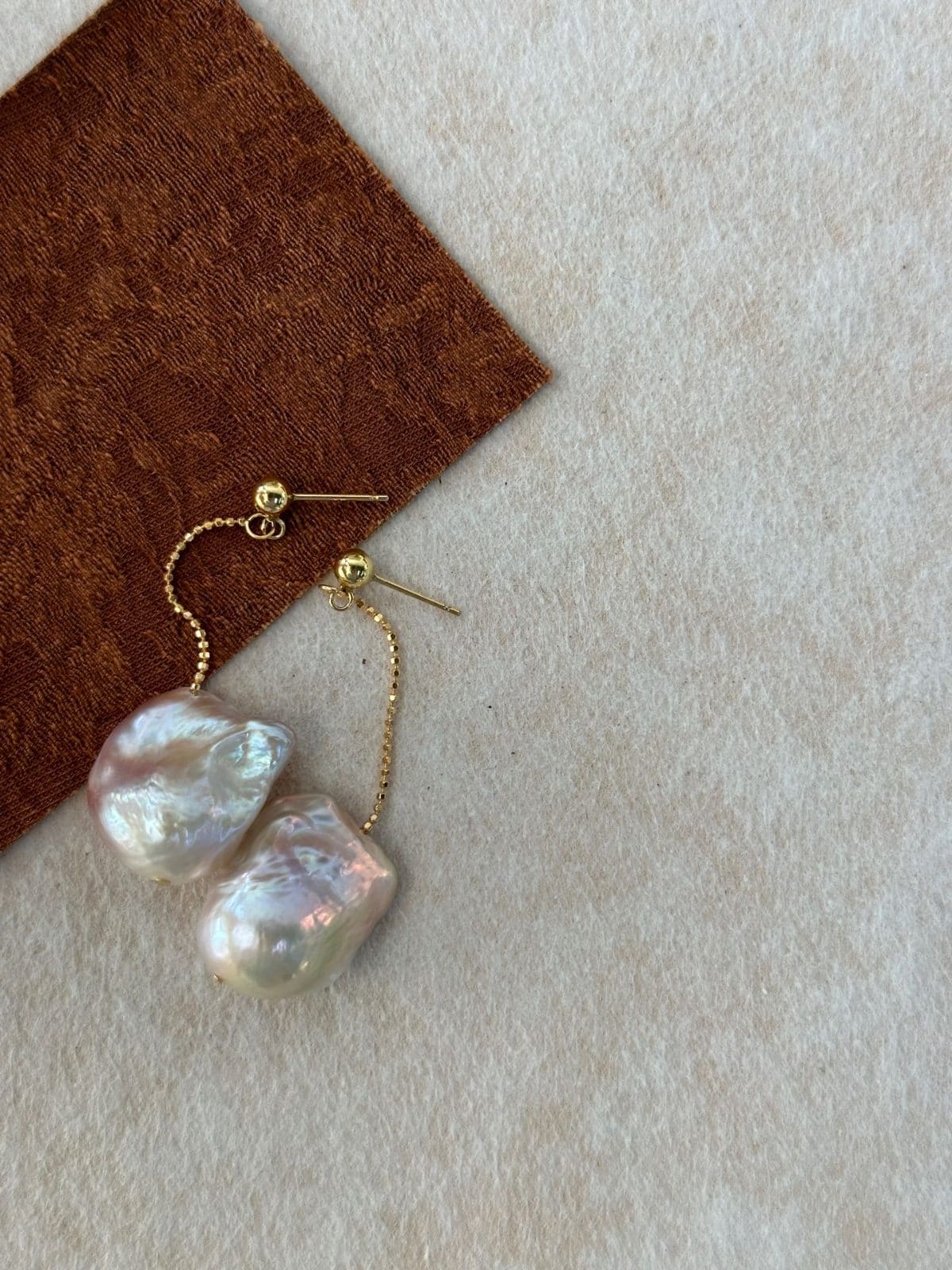 delicate freshwater pearl earrings — Fairy Pink Baroque Pearl Threader Earrings | PoetPearl handcrafted jewelry