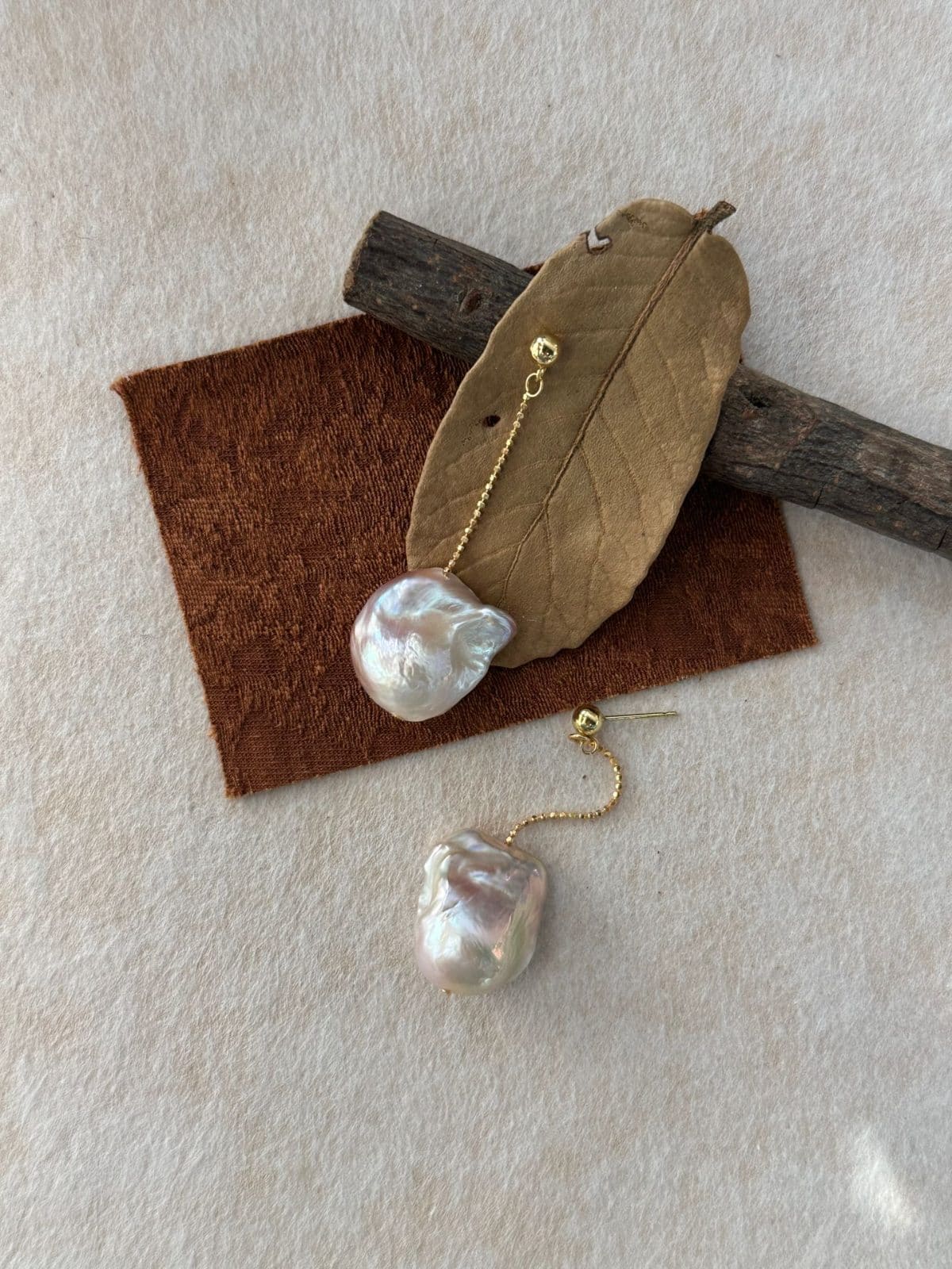 delicate freshwater pearl earrings — Fairy Pink Baroque Pearl Threader Earrings | PoetPearl handcrafted jewelry
