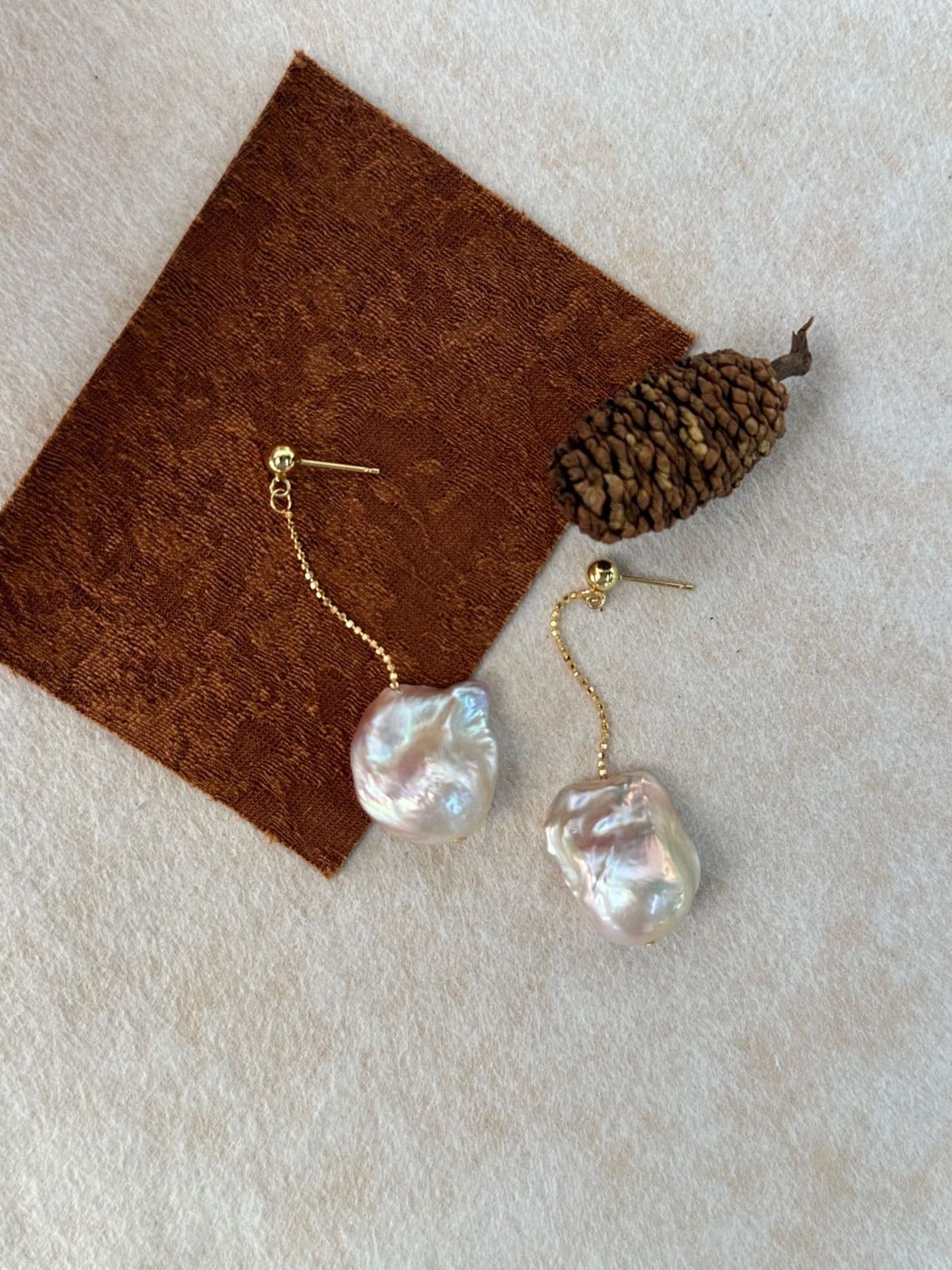 delicate freshwater pearl earrings — Fairy Pink Baroque Pearl Threader Earrings | PoetPearl handcrafted jewelry