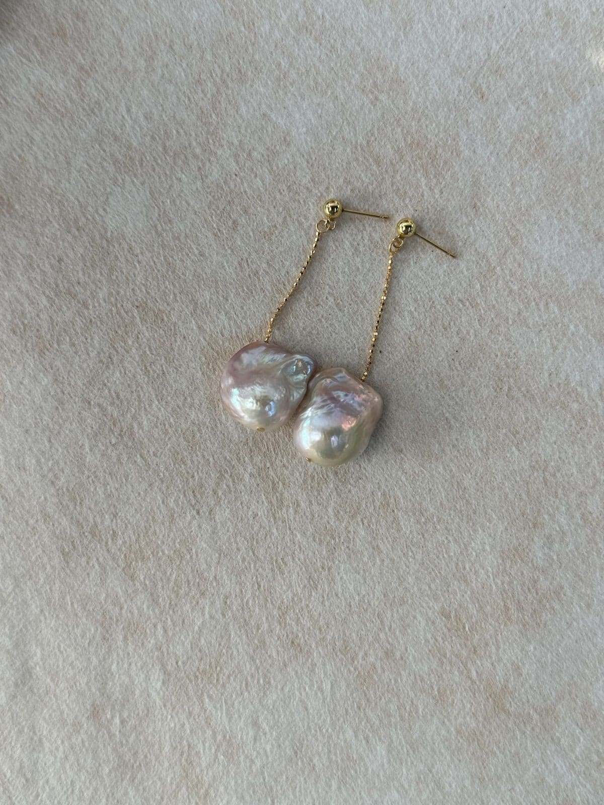 delicate freshwater pearl earrings — Fairy Pink Baroque Pearl Threader Earrings | PoetPearl handcrafted jewelry