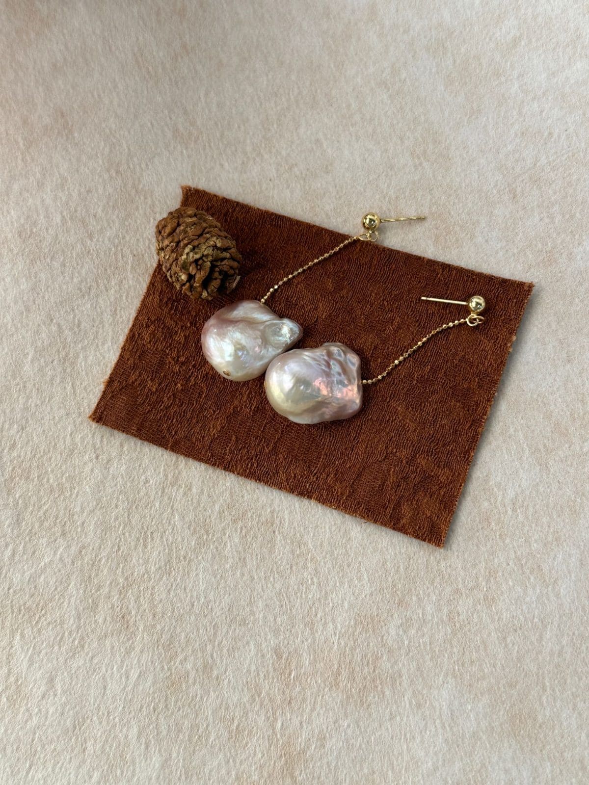 delicate freshwater pearl earrings — Fairy Pink Baroque Pearl Threader Earrings | PoetPearl handcrafted jewelry
