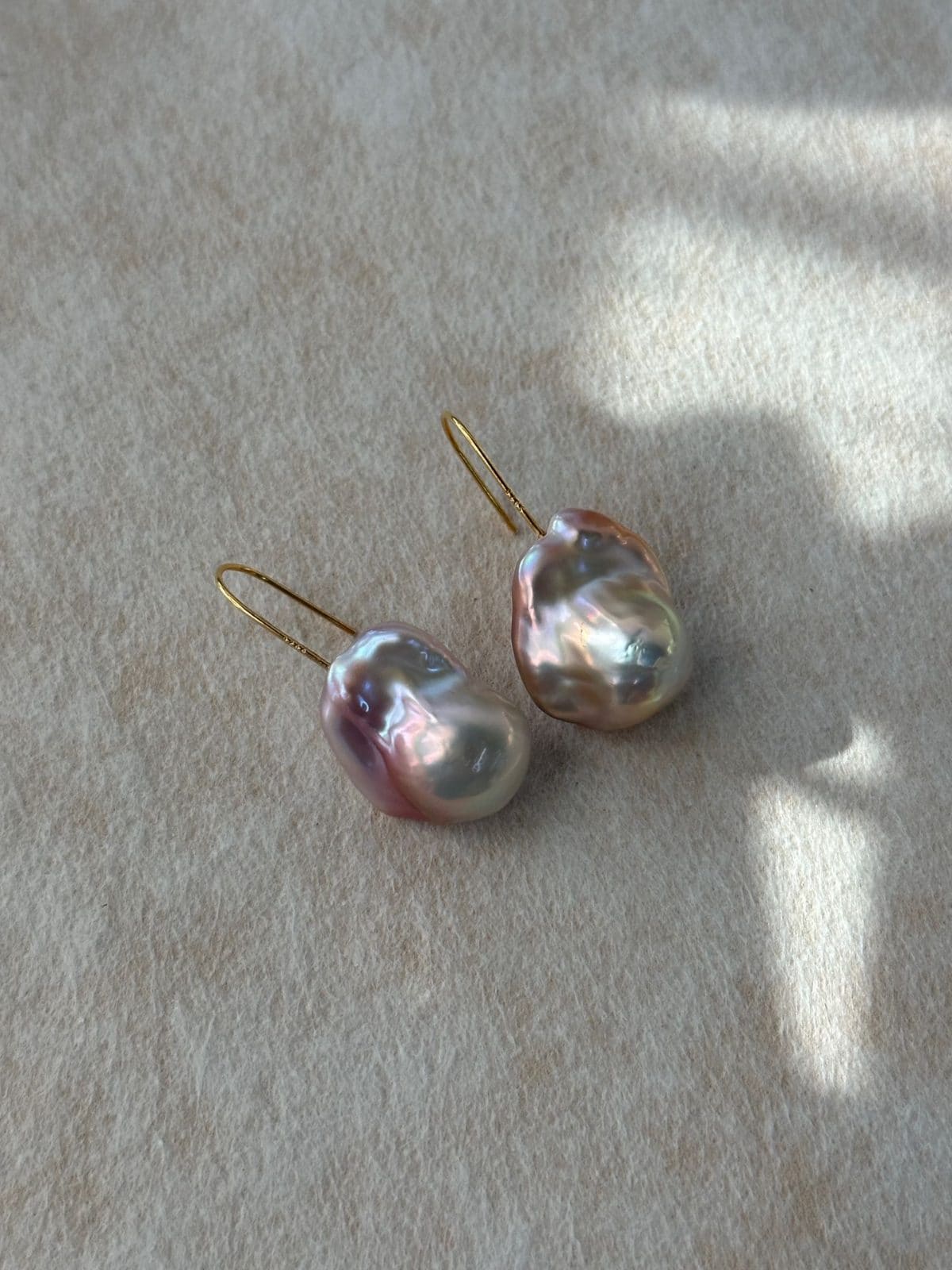 minimalist baroque pearl earrings — Top-Grade Iridescent Baroque Pearl Hook Earrings | PoetPearl handcrafted jewelry