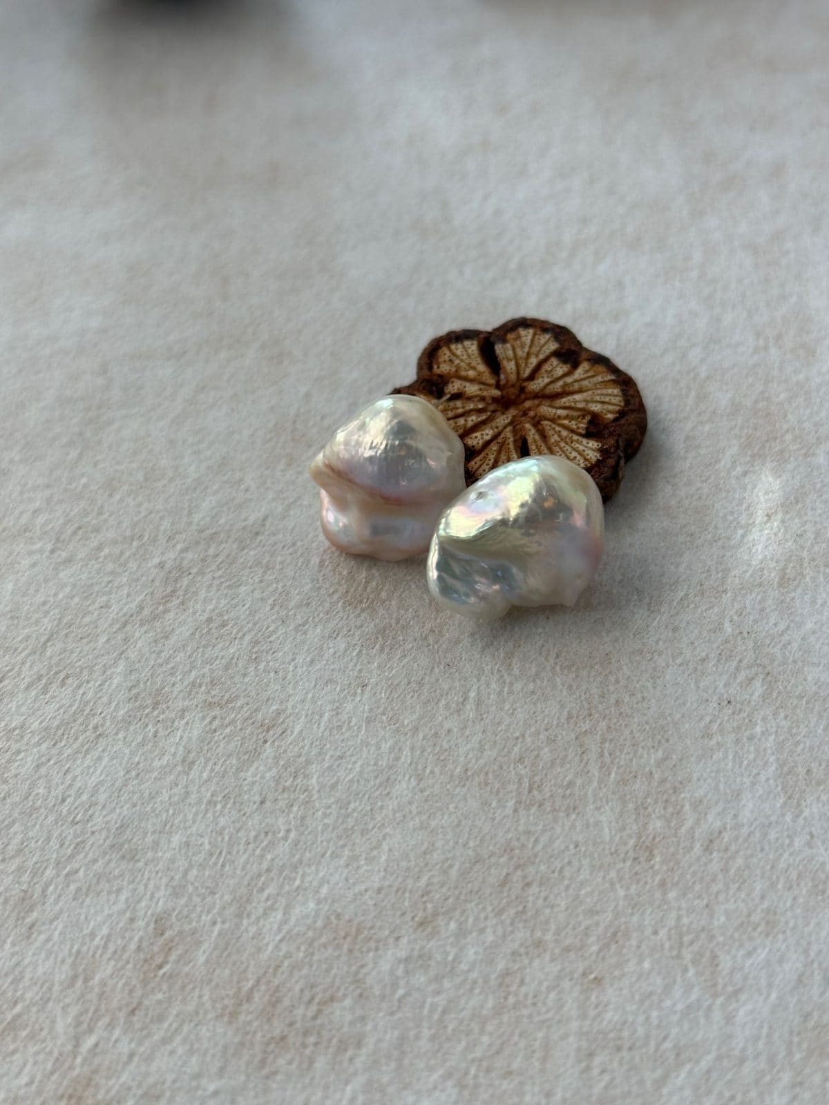 statement large baroque pearl earrings — Fairy Pink Large Baroque Pearl Stud Earrings | PoetPearl handcrafted jewelry