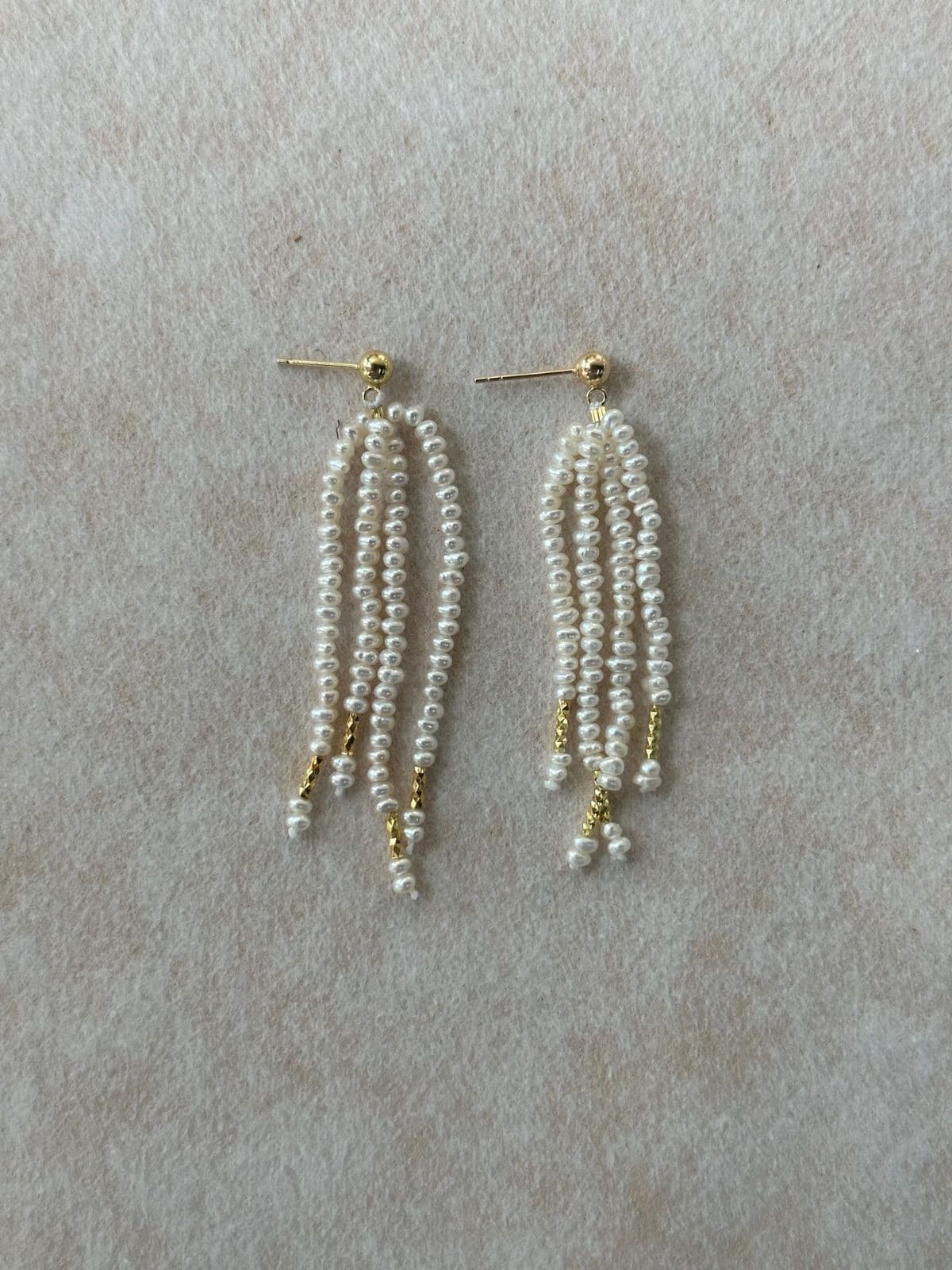 delicate freshwater pearl earrings — Multi-Layer Mini Pearl Tassel Earrings | PoetPearl handcrafted jewelry