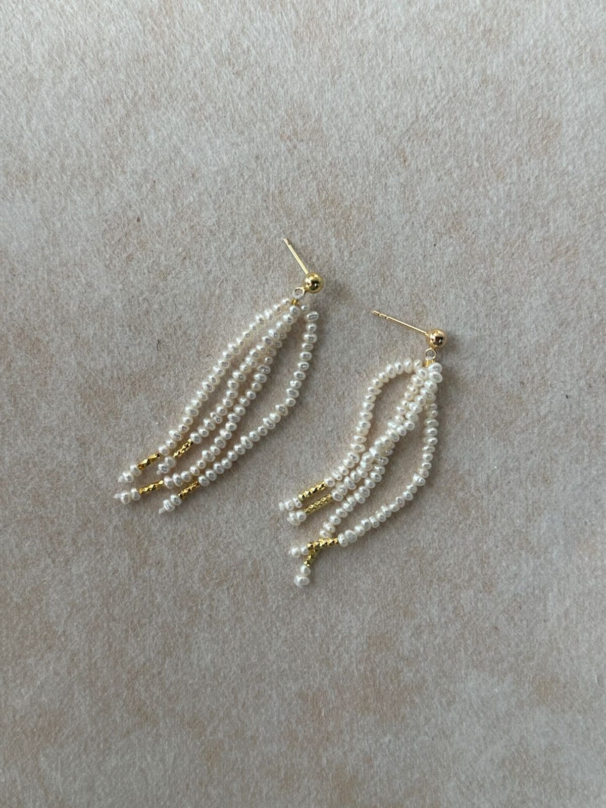 delicate freshwater pearl earrings — Multi-Layer Mini Pearl Tassel Earrings | PoetPearl handcrafted jewelry