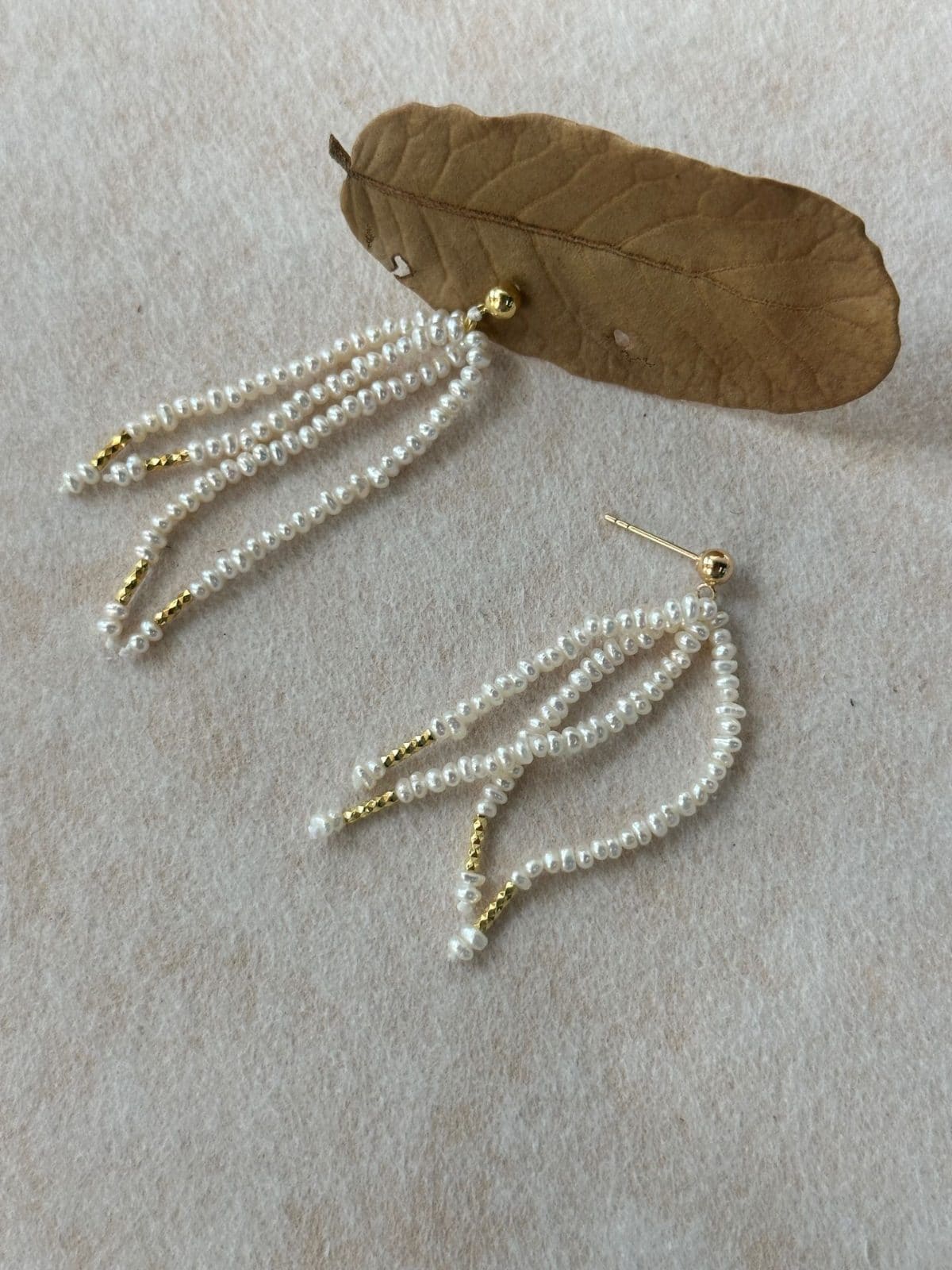 delicate freshwater pearl earrings — Multi-Layer Mini Pearl Tassel Earrings | PoetPearl handcrafted jewelry