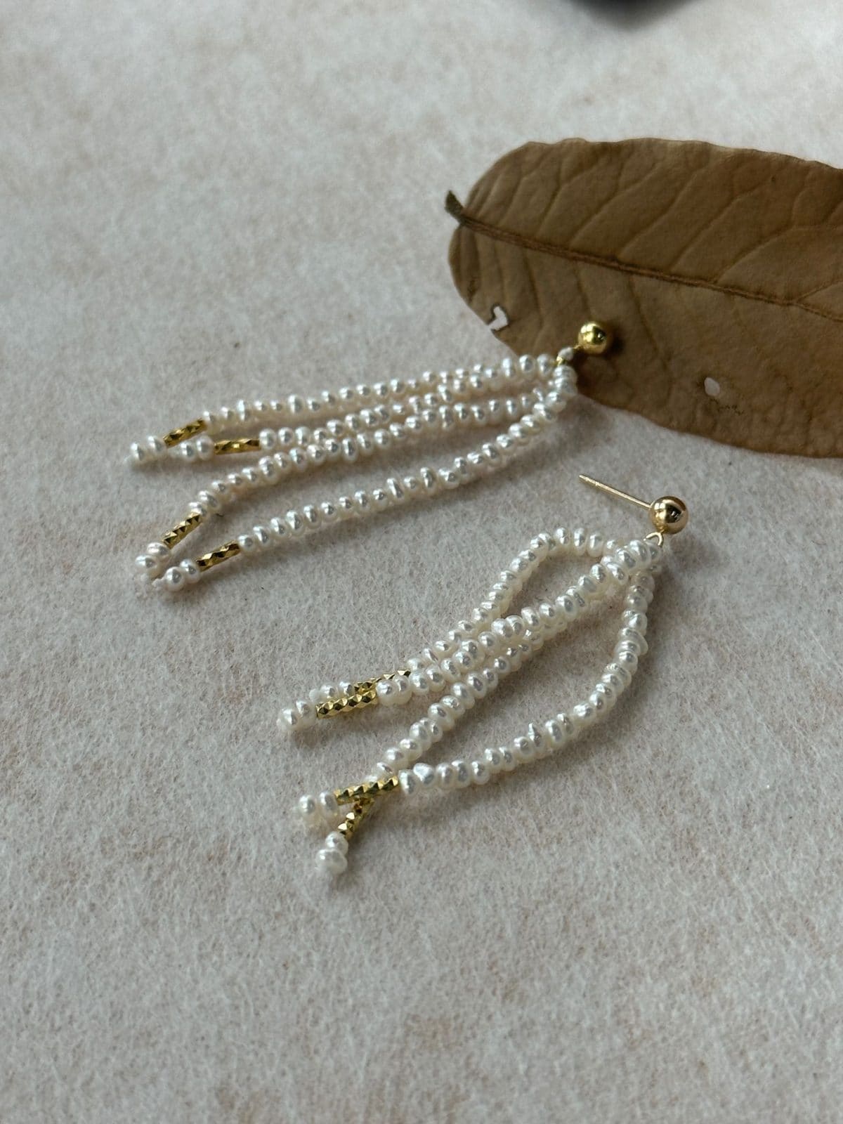 delicate freshwater pearl earrings — Multi-Layer Mini Pearl Tassel Earrings | PoetPearl handcrafted jewelry