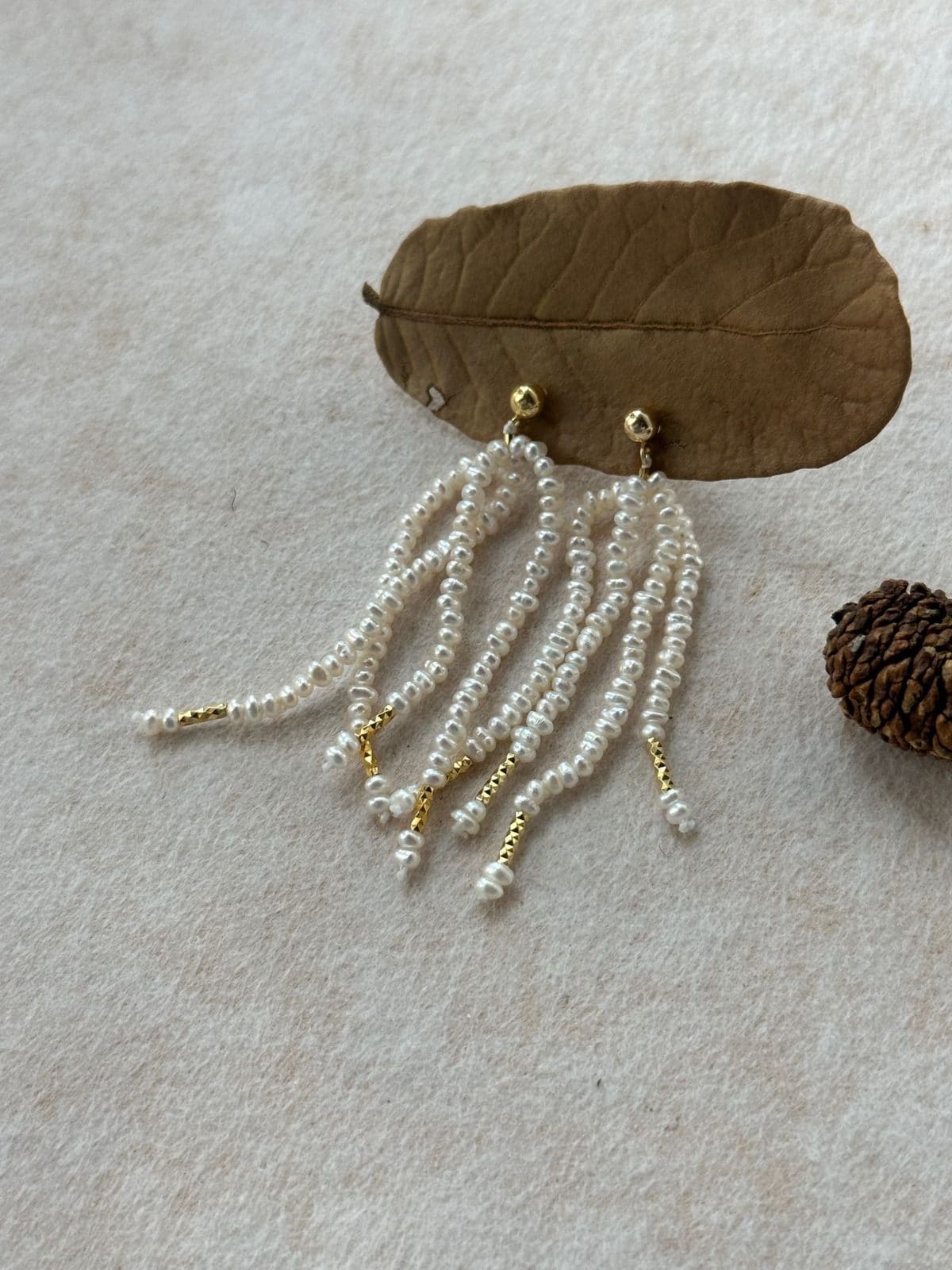 delicate freshwater pearl earrings — Multi-Layer Mini Pearl Tassel Earrings | PoetPearl handcrafted jewelry