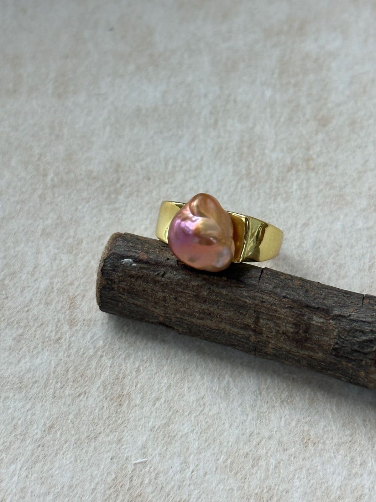delicate freshwater pearl rings — Rainbow Wild Keshi Pearl Wide Band Ring | PoetPearl handcrafted jewelry