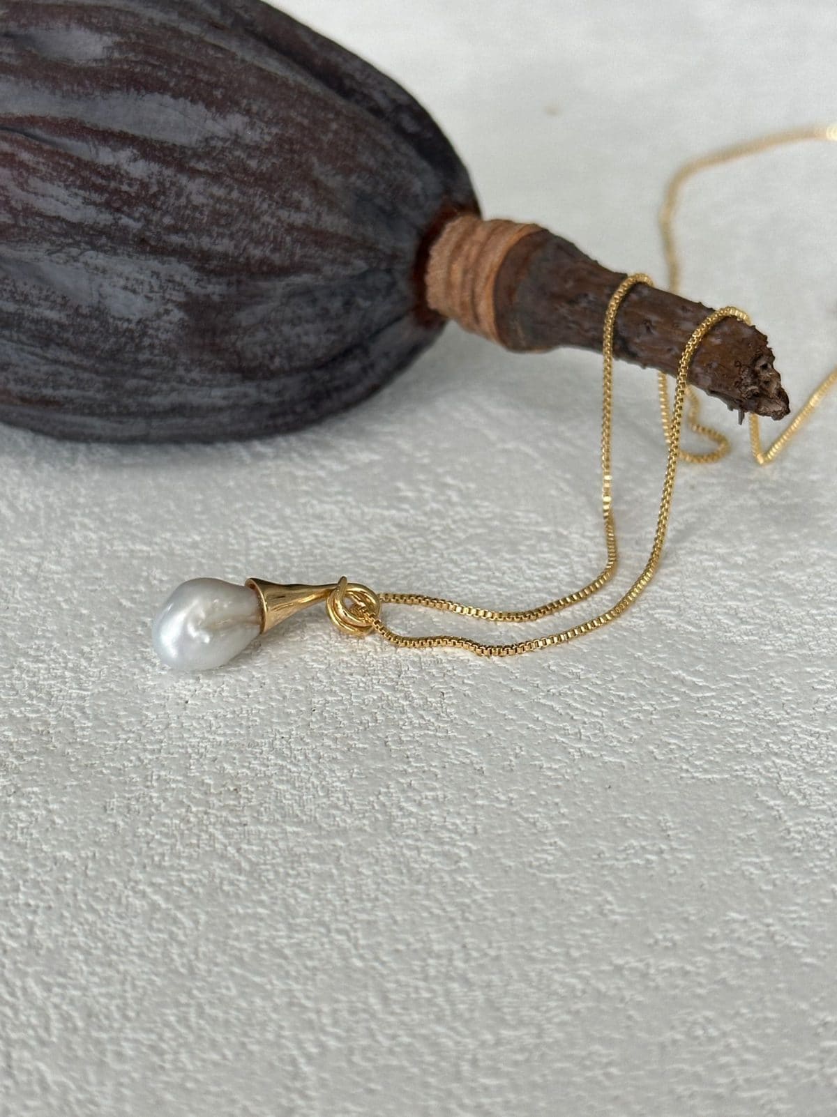 minimalist baroque pearl necklaces — 18K Gold-Plated Silver Moustache Charm Necklace | PoetPearl handcrafted jewelry