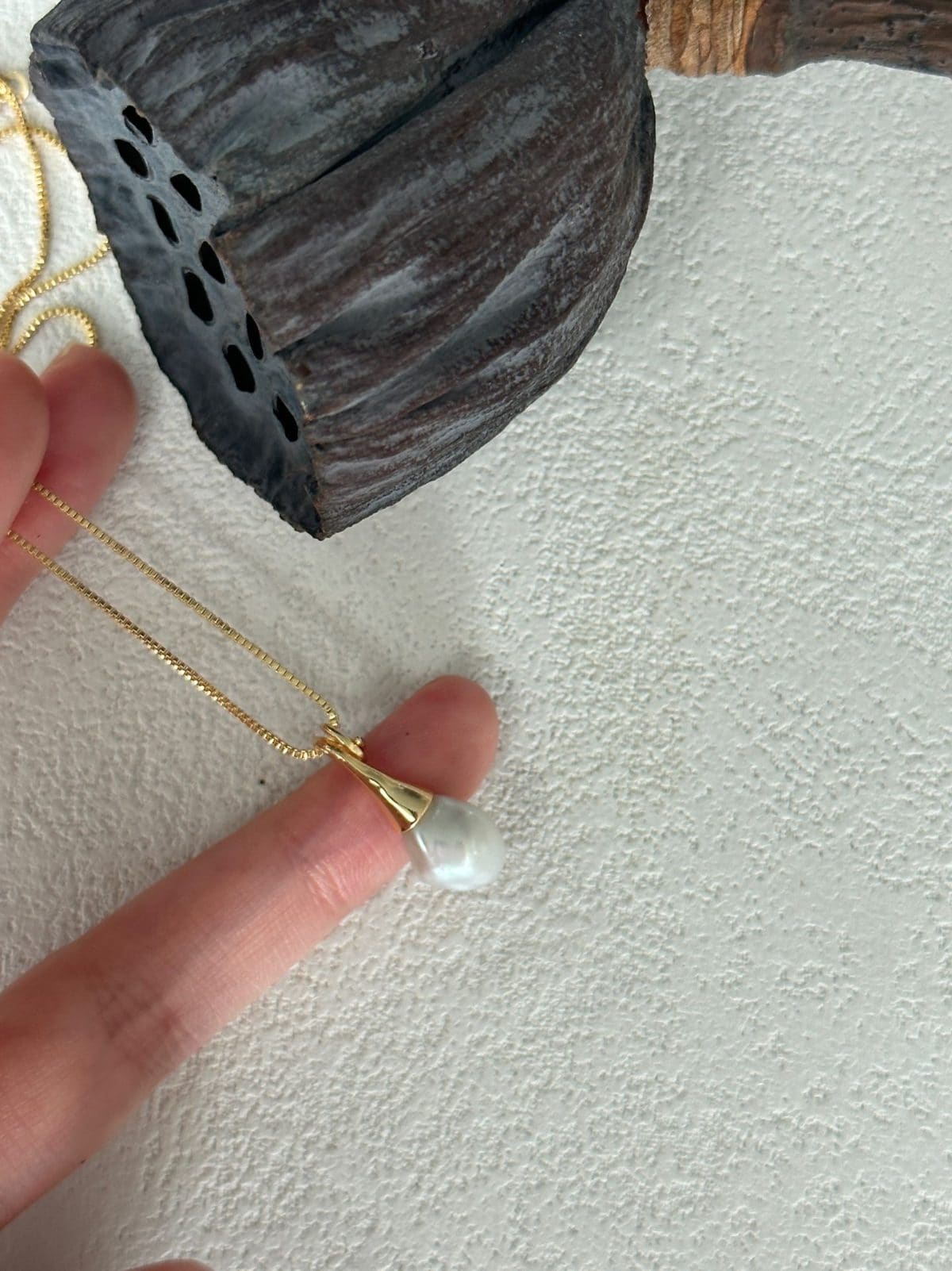 minimalist baroque pearl necklaces — 18K Gold-Plated Silver Moustache Charm Necklace | PoetPearl handcrafted jewelry