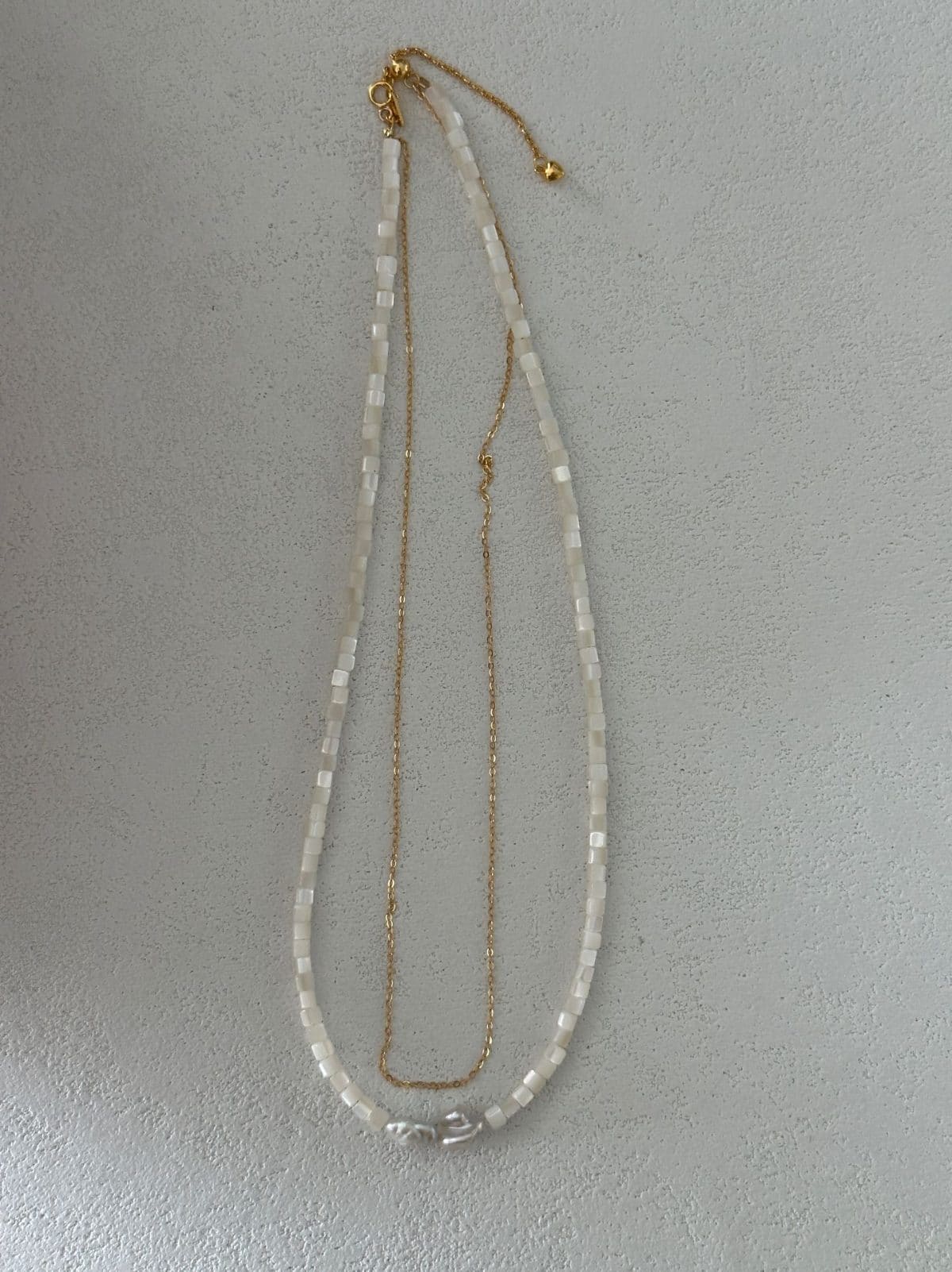 delicate freshwater pearl necklaces — 18K Gold-Plated Silver & Shell Double-Layered Necklace | PoetPearl handcrafted jewelry