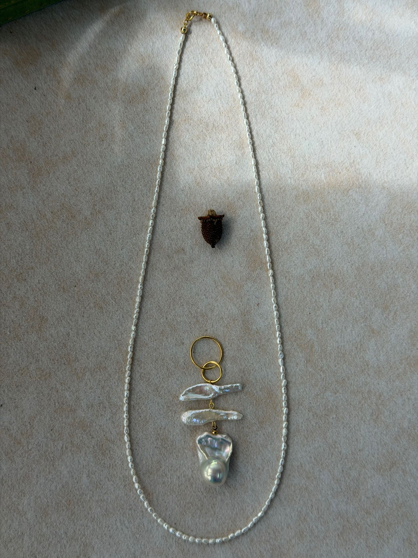 The Entwined Verse — Twin-Ring Detachable Baroque Pearl Pendant Necklace | PoetPearl handcrafted jewelry
