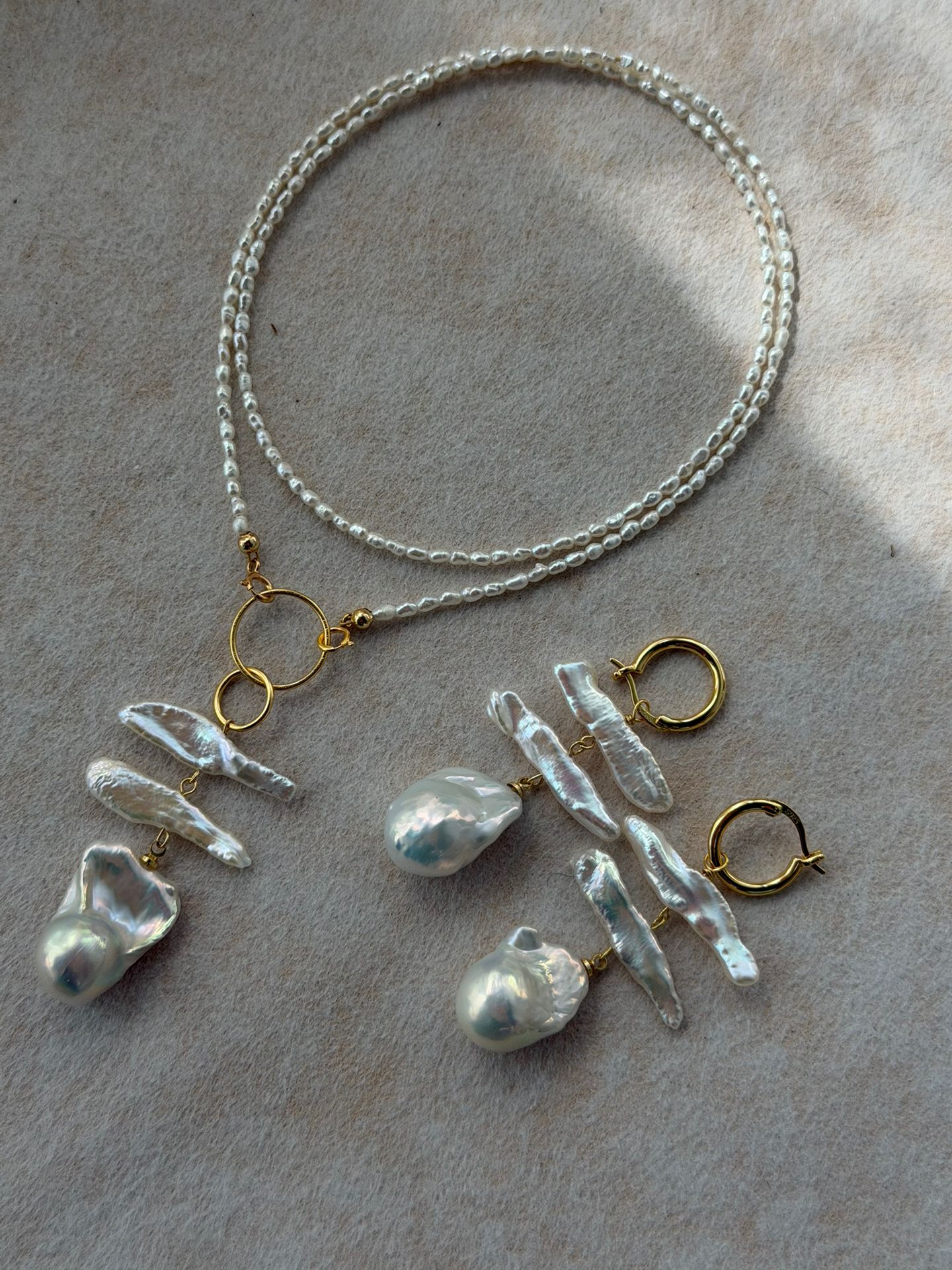 The Entwined Verse — Twin-Ring Detachable Baroque Pearl Pendant Necklace | PoetPearl handcrafted jewelry
