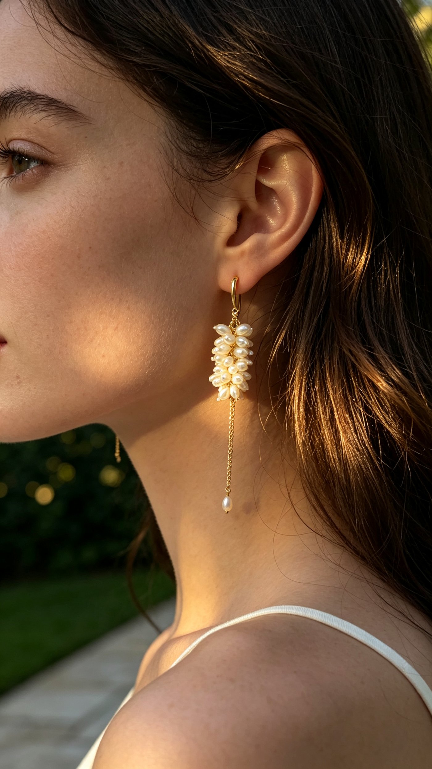 The Harvesting Chorus — Wheat-Ear Rice Pearl Cluster Tassel Earrings | PoetPearl handcrafted jewelry