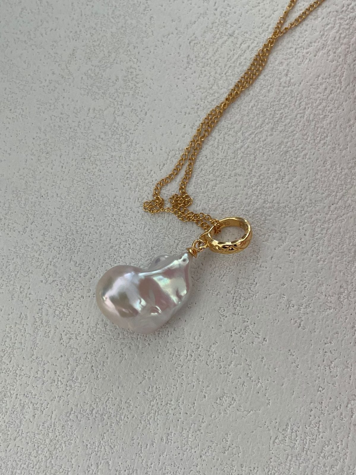 statement large baroque pearl necklaces — 18K Gold-Filled Large Baroque Pearl Convertible Clasp Necklace | PoetPearl handcrafted jewelry