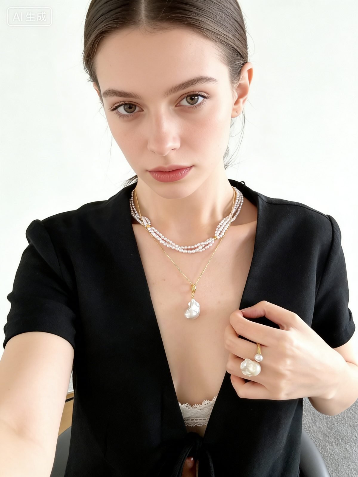 statement large baroque pearl necklaces — 18K Gold-Filled Large Baroque Pearl Convertible Clasp Necklace | PoetPearl handcrafted jewelry