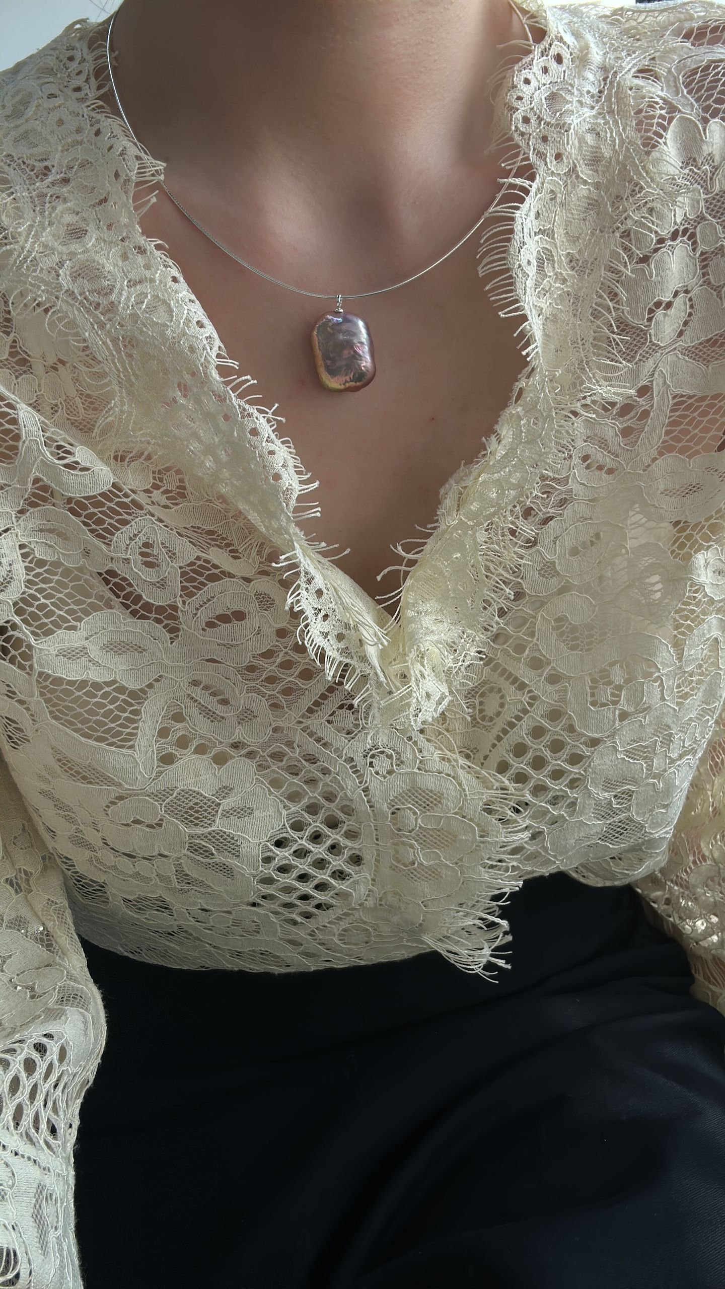 The Singular Stanza — Geometric Baroque Pearl Collar Necklace | PoetPearl handcrafted jewelry